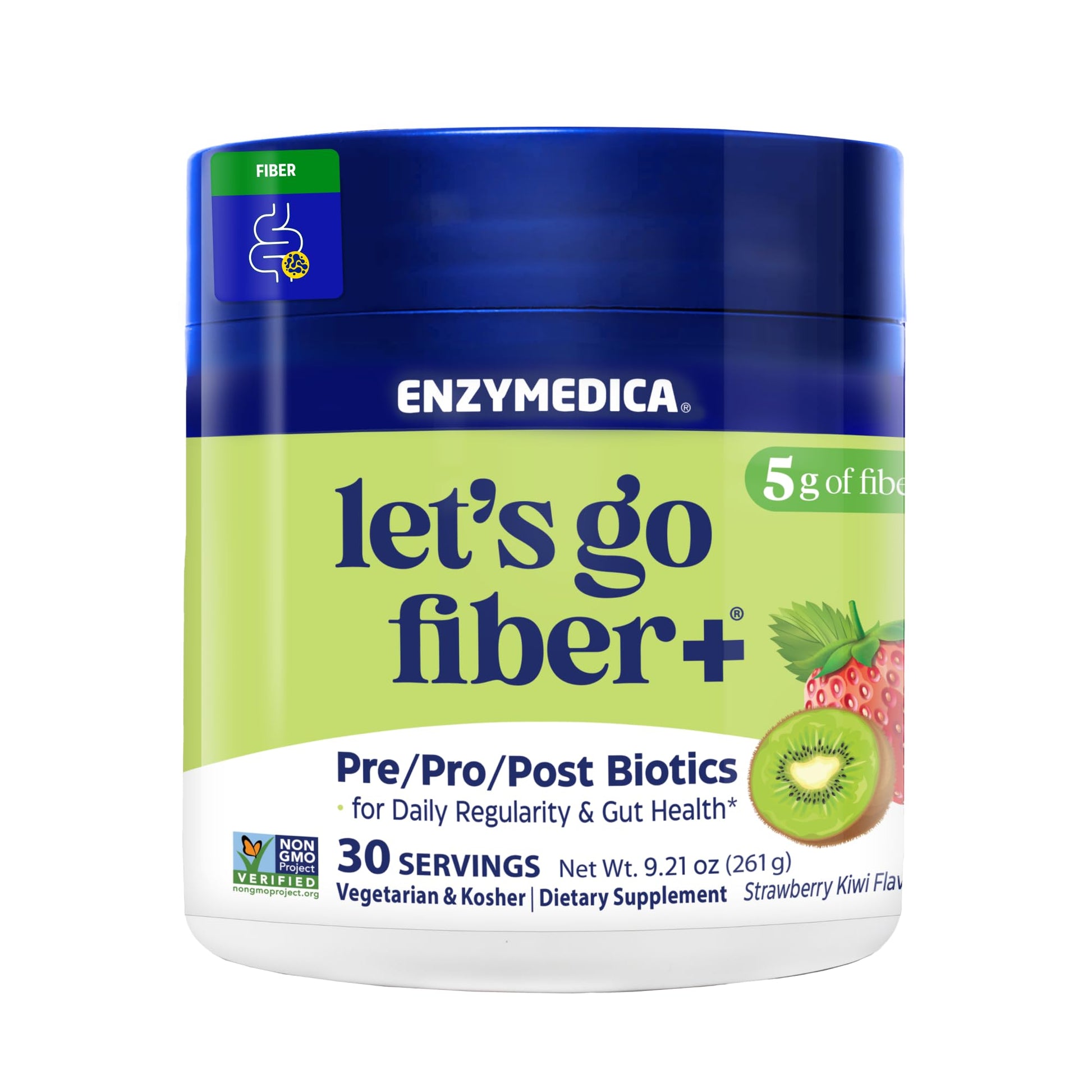 Enzymedica, Let’s Go Fiber+ Strawberry & Kiwi, Prebiotics & Probiotics, Postbiotic, Soluble Fiber for Gut Health, Regularity, Powder for Men & Women, Sugar-Free, 30 Servings Enzymedica buy supplements canada