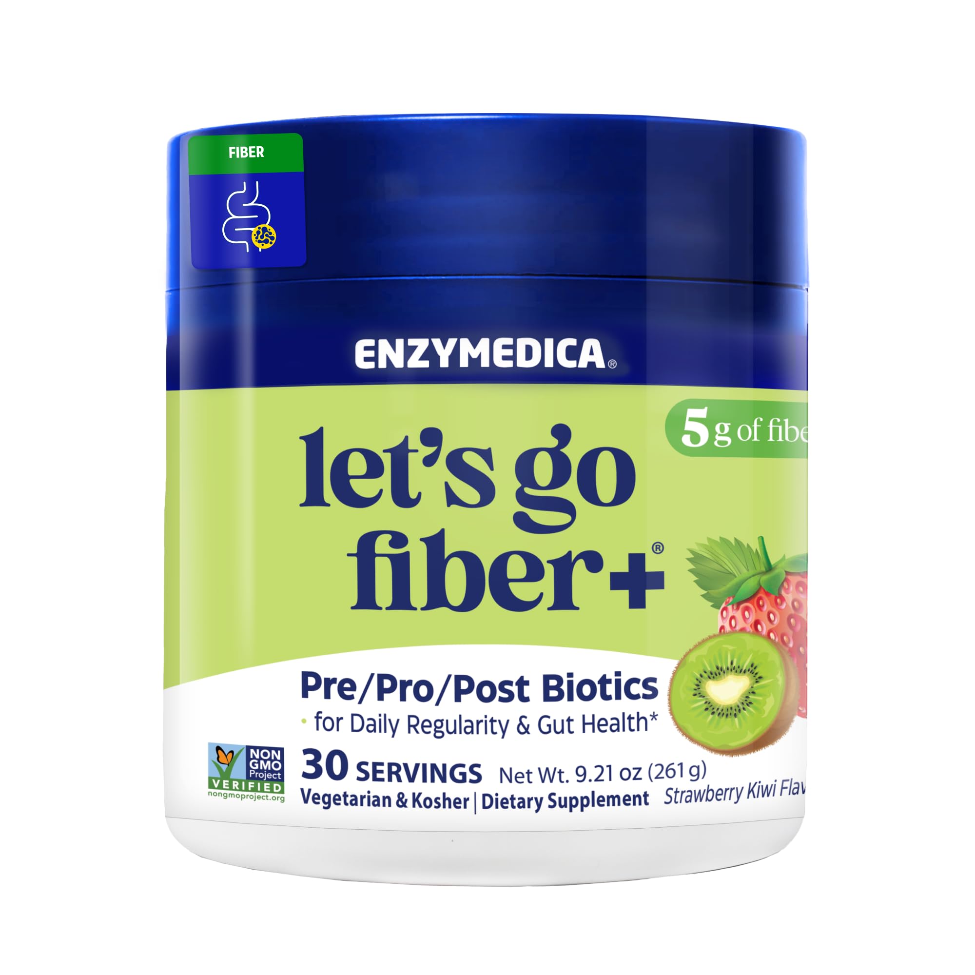 Enzymedica, Let’s Go Fiber+ Strawberry & Kiwi, Prebiotics & Probiotics, Postbiotic, Soluble Fiber for Gut Health, Regularity, Powder for Men & Women, Sugar-Free, 30 Servings Enzymedica buy supplements canada
