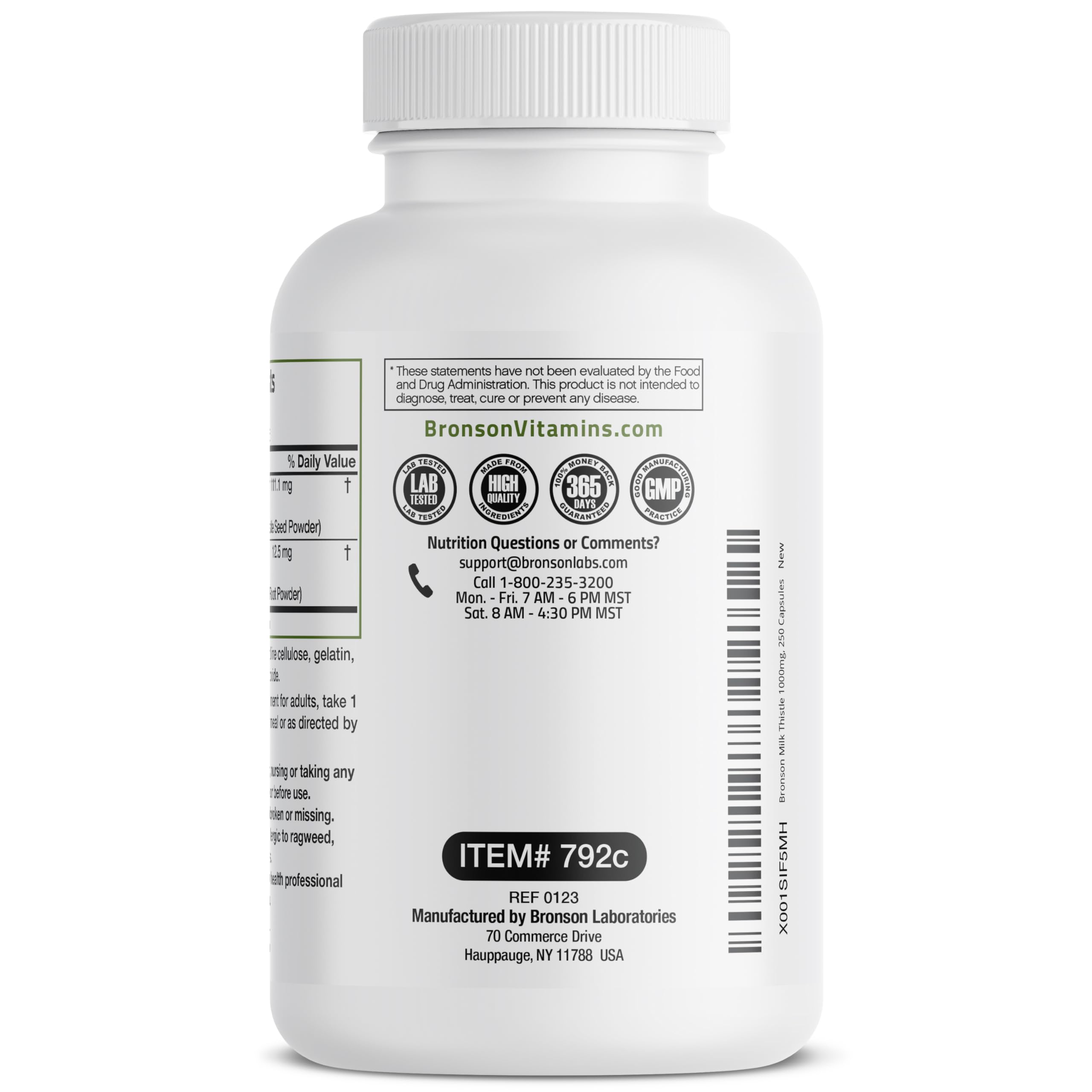 Bronson Milk Thistle Silymarin Marianum & Dandelion Root Liver Health Support Bronson buy supplements canada