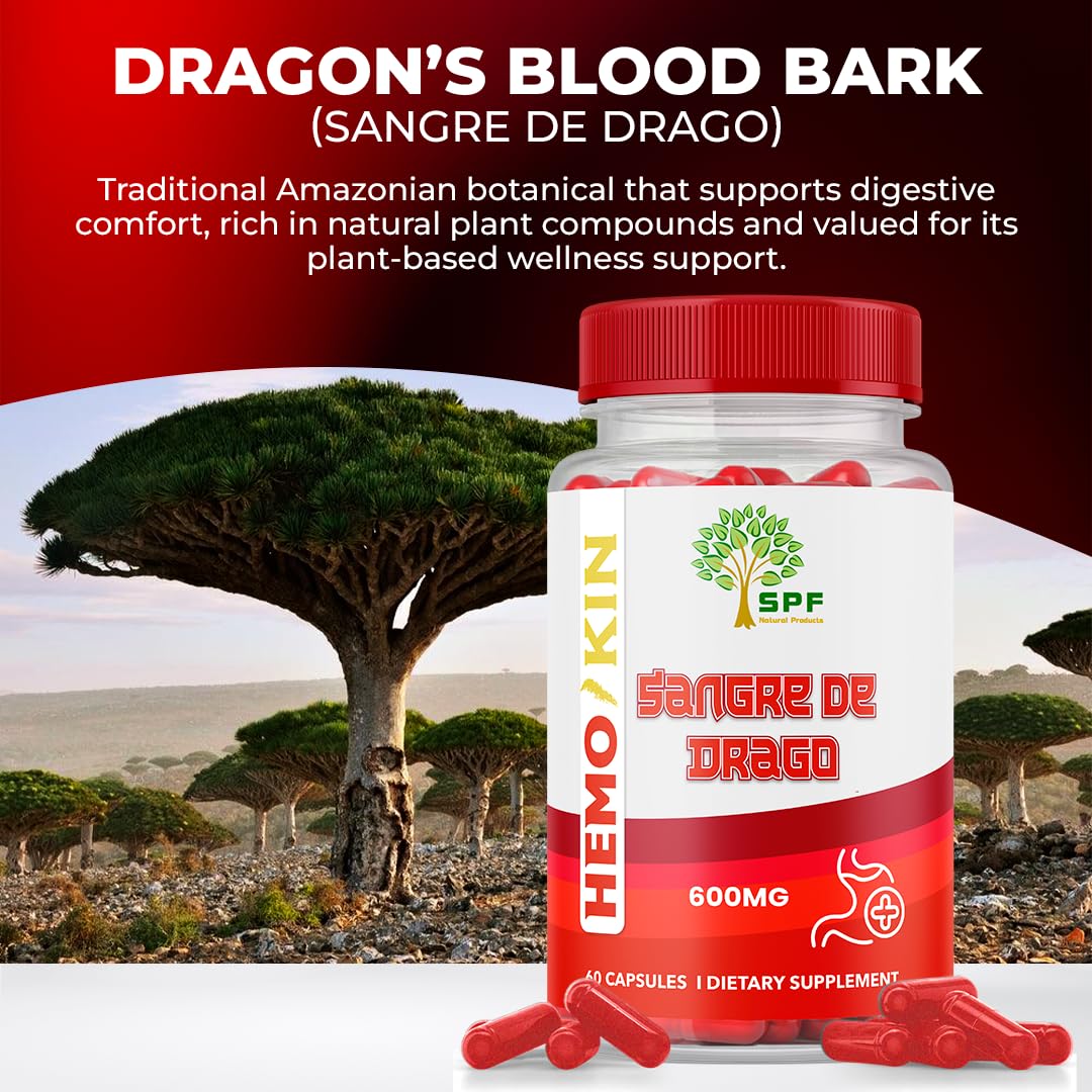 SPF Natural Products HEMOKIN with Sangre de Drago – Hemorrhoid and Fissure Relief Supplement, Helps with Itching, Swelling, Pain Relief (60 Caps) (1) SPF Natural Products buy supplements canada