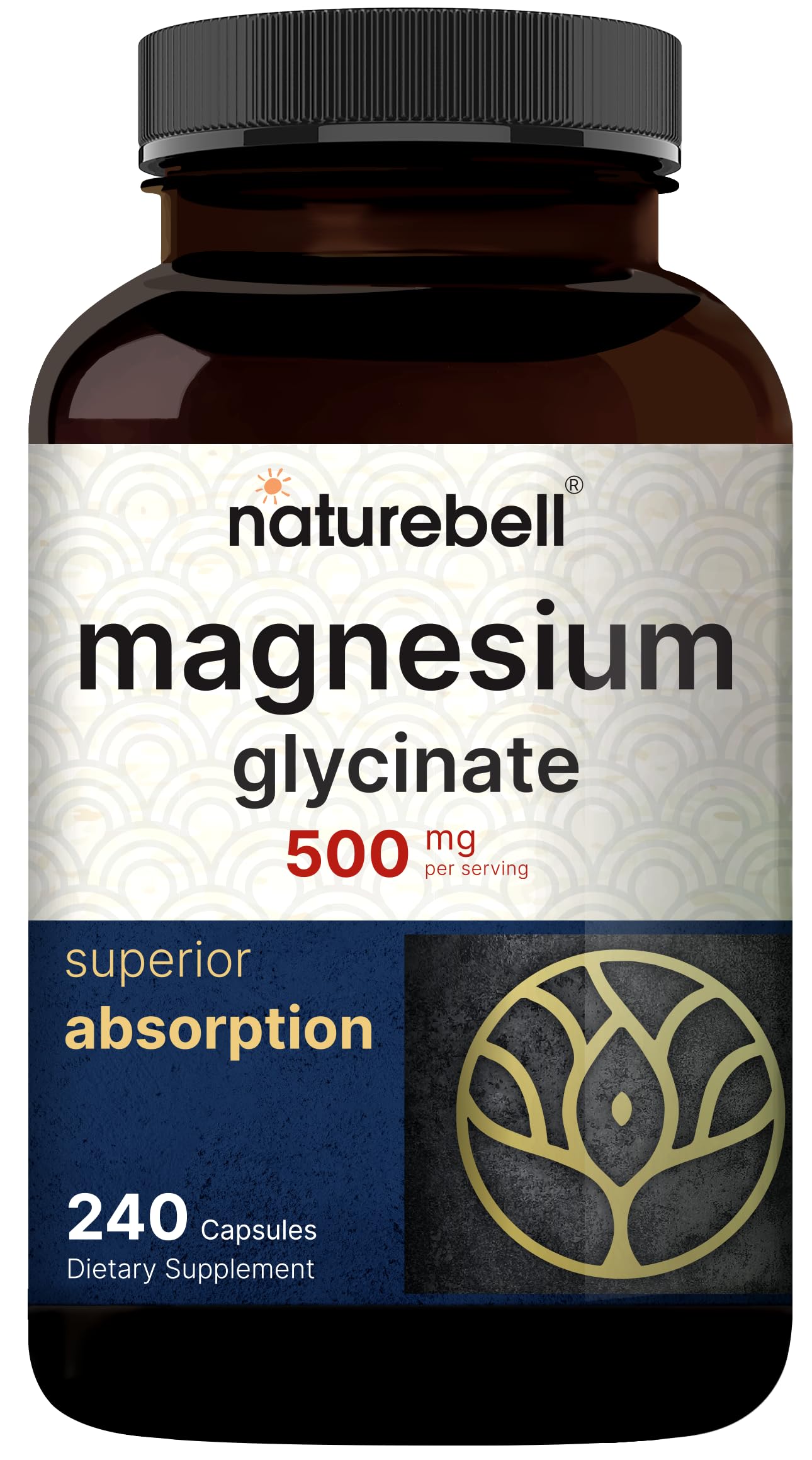 Magnesium Glycinate Capsules 500mg | 240 Count, 100% Chelated & Purified, 3rd Party NatureBell buy supplements canada