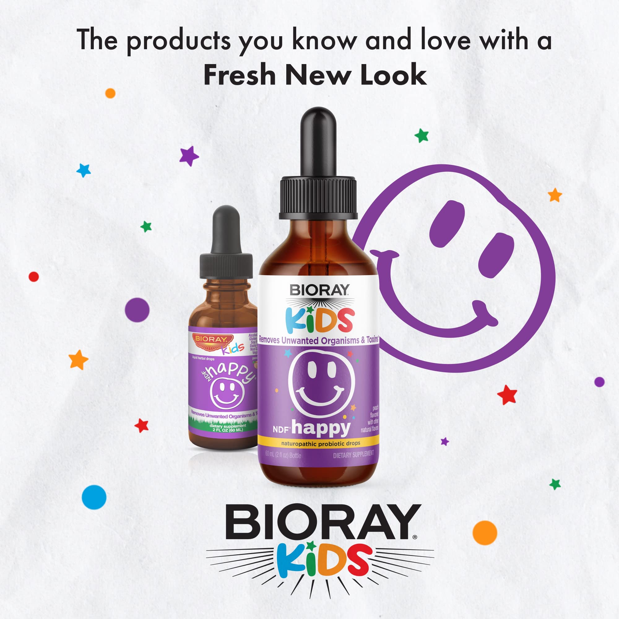 BIORAY Kids NDF Happy, Peach - 2 fl oz - Removes Unwanted Organisms That Can Trigger Irritability - 1-2 Month Supply BIORAY buy supplements canada