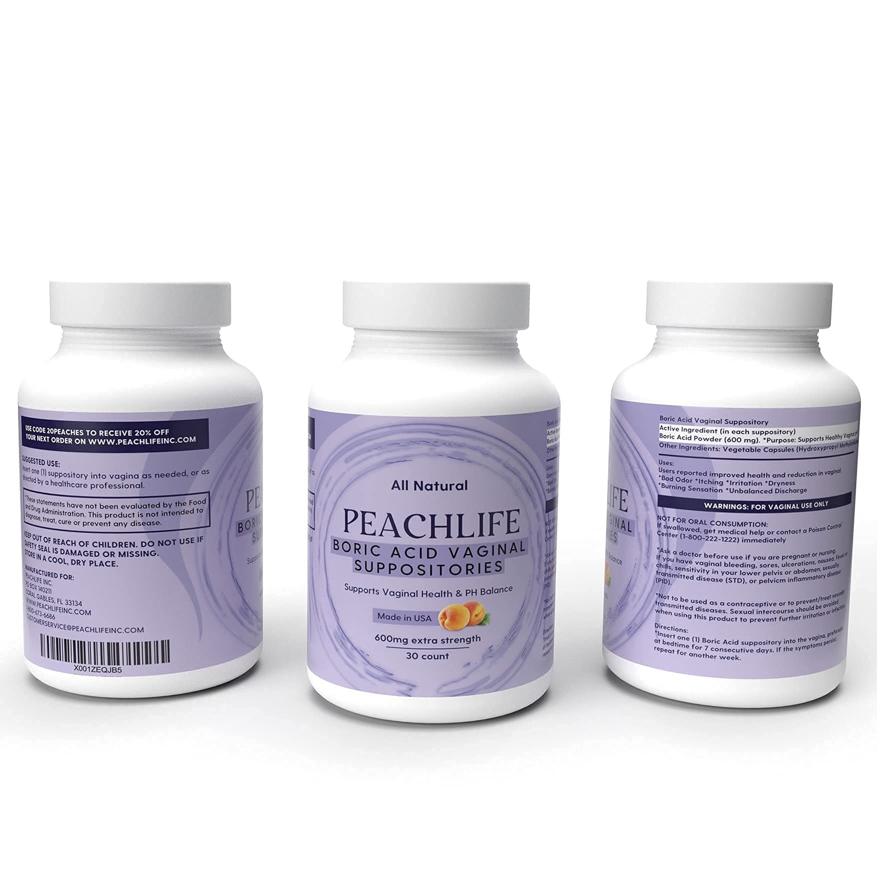 Peachlife Boric Acid Suppositories and Small Soft Menstrual Cup with Ring Pull Peachlife buy supplements canada