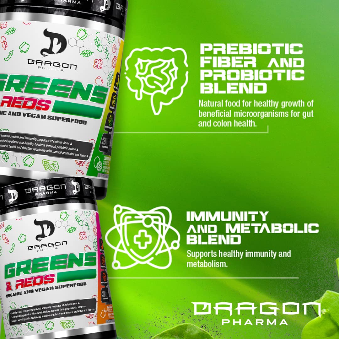 DRAGON PHARMA Greens and Reds, Over 23 Nutritious Superfoods, Reds and Vegetables, Optimal Health and Wellness (30 Servings, Original) DRAGON PHARMA buy supplements canada