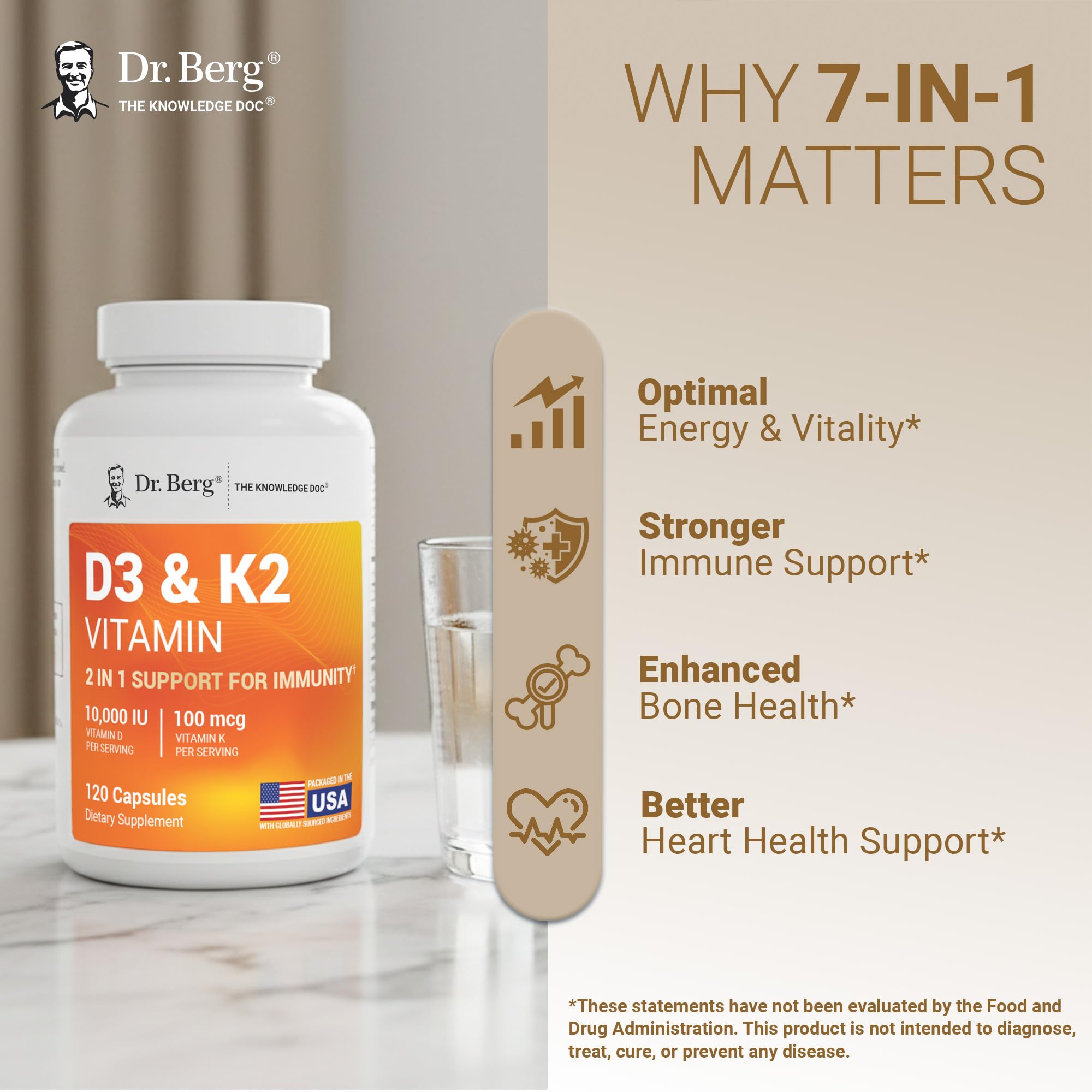Dr. Berg Maximum Strength 2-in-1 Vitamin D3 K2 10,000 IU | Naturally Derived D3 | 4X Lab-Tested & Verified | High Absorption Formula Dr. Berg Nutritionals buy supplements canada
