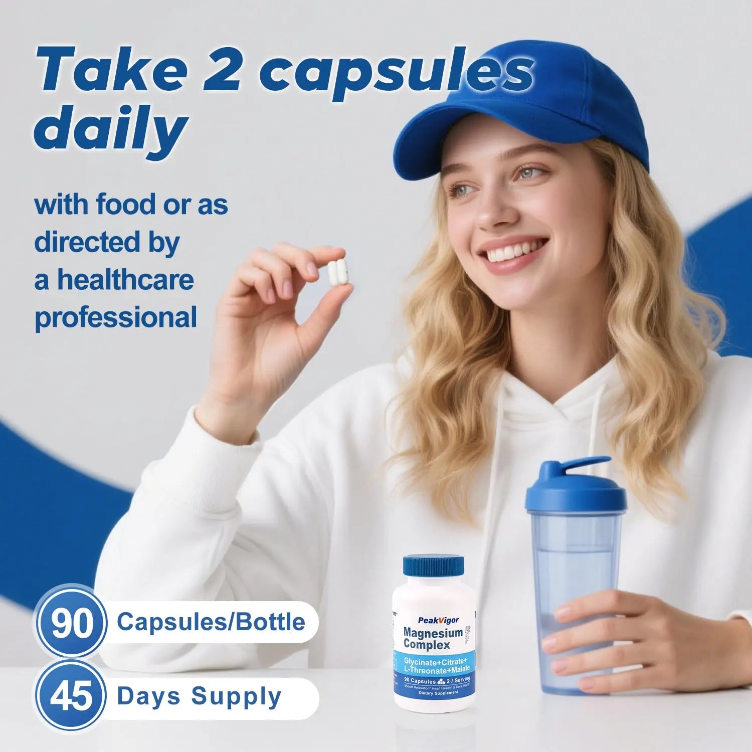 5 in 1 Magnesium Complex, 976mg Complex with Magnesium Glycinate, Citrate, Malate & L-Threonate, Vitamin B6 for High Absorption, Third Party Tested, Gluten-Free, Easy-Swallow Vegan Capsule PeakVigor buy supplements canada