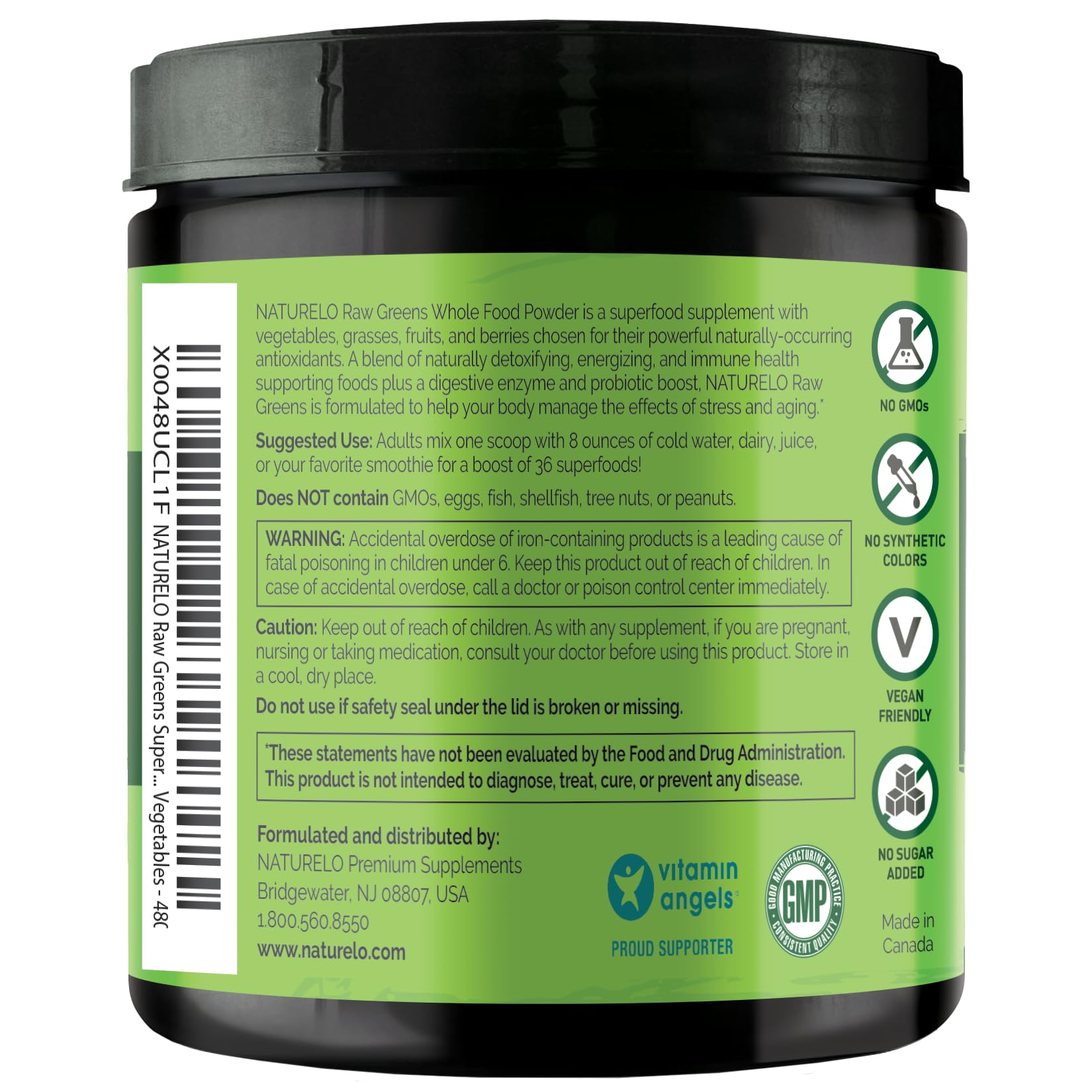 NATURELO Raw Greens Superfood Powder - Unsweetened - Boost Energy, Detox, Enhance Health - Organic Spirulina - Wheat Grass - Whole Food Nutrition from Fruits NATURELO buy supplements canada