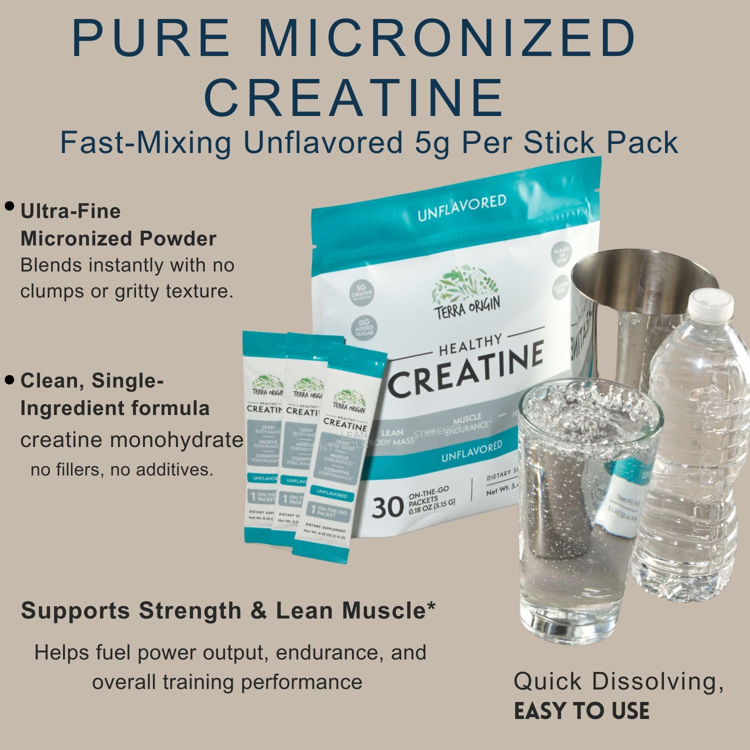 TERRA ORIGIN Healthy Creatine Micronized Monohydrate Powder | 30 Stick Packs | Support for Muscle and Cognitive Performance* | Supplement for Women and Men TERRA ORIGIN buy supplements canada