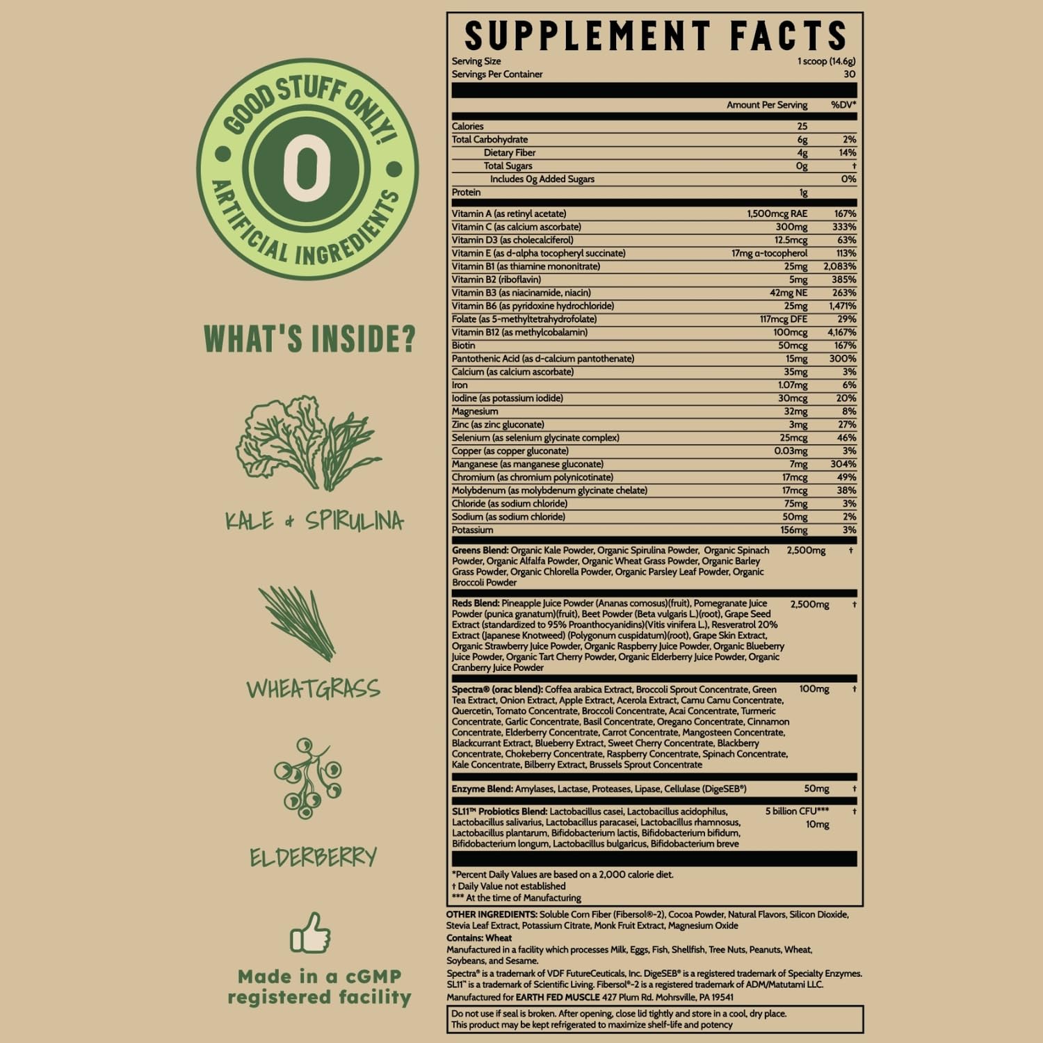 Earth Fed Muscle Chocolate Greens & Reds Superfood Blend Earth Fed Muscle buy supplements canada