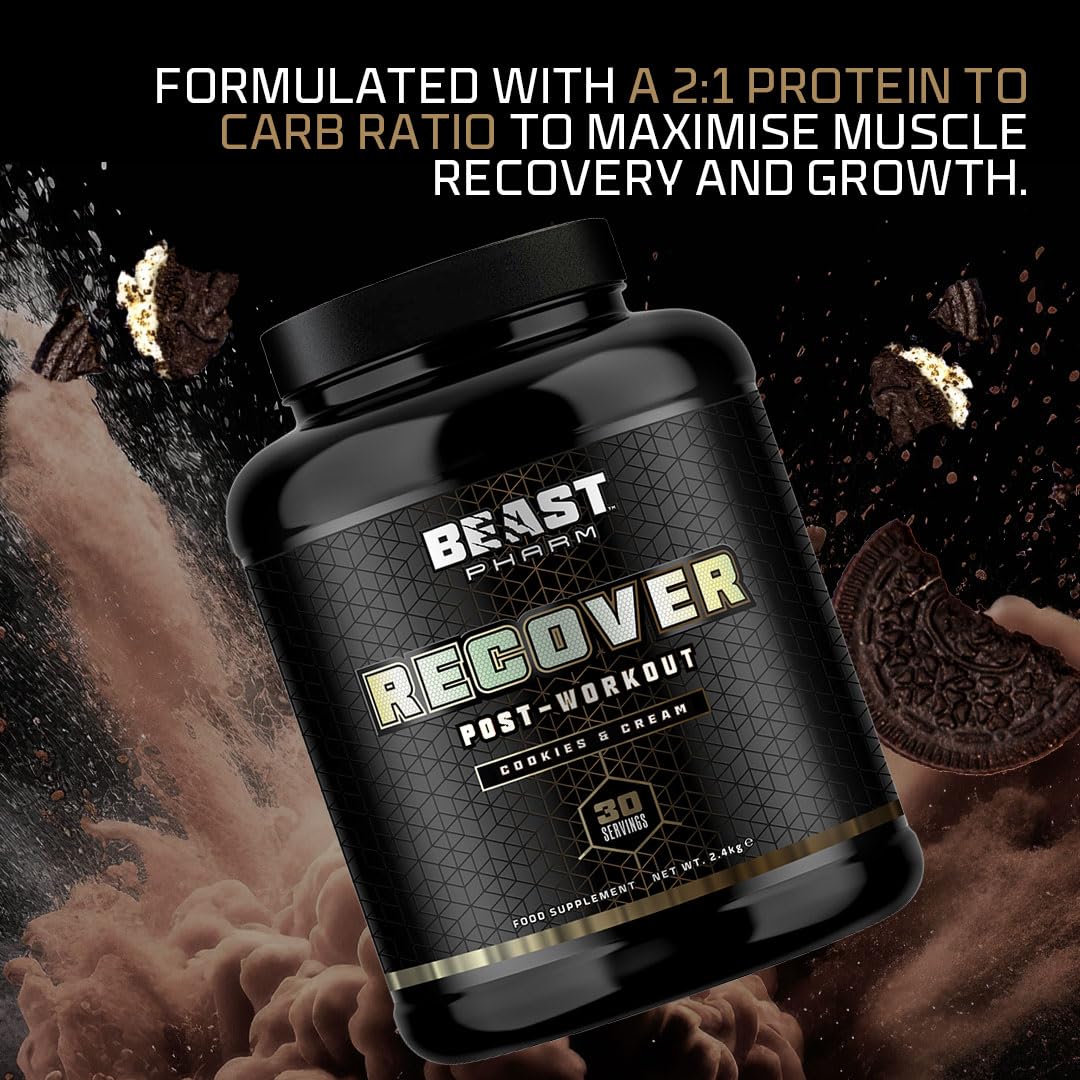 Beast Pharm | Recover Whey Protein Powder | 2.4kg/30 Servings | Cookies & Cream Beast Pharm buy supplements canada