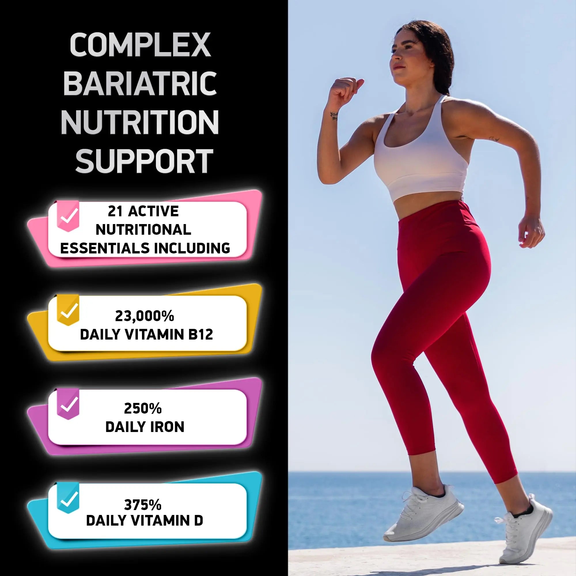 Bariatric Multivitamin with Iron 45mg for Women & Men - 21-in-1 Essential Post Gastric Bypass and Gastric Sleeve Vitamins A,C,D,E, B Complex BIOACTIVE LABS buy supplements canada