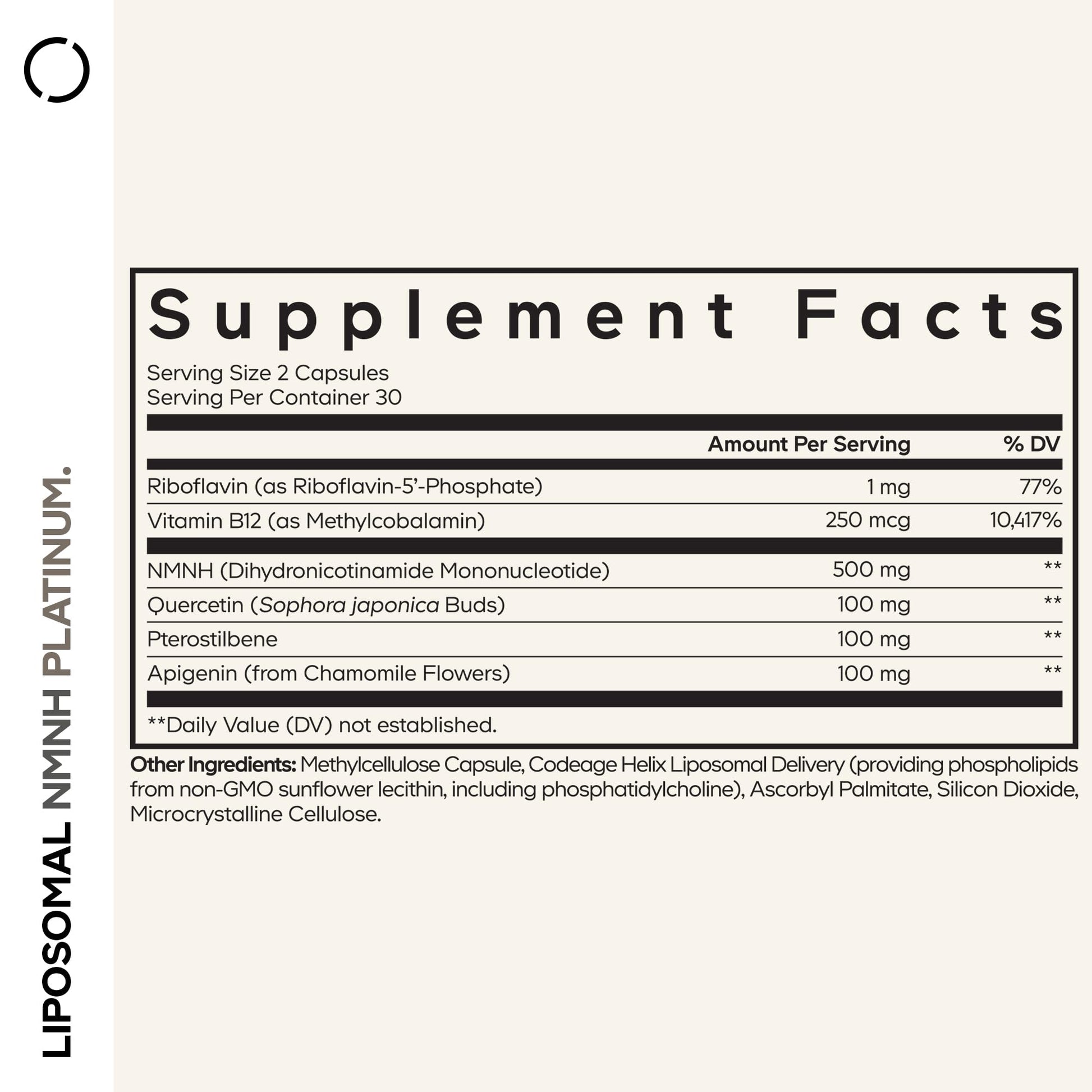 Codeage Liposomal NMNH Platinum - 500 mg NMNH Supplement, NAD+ Precursor with Quercetin, Pterostilbene, Apigenin, Active B Vitamins B2 Riboflavin & Vitamin B12 Methylcobalamin - Non-GMO - 60 Capsules Codeage buy supplements canada