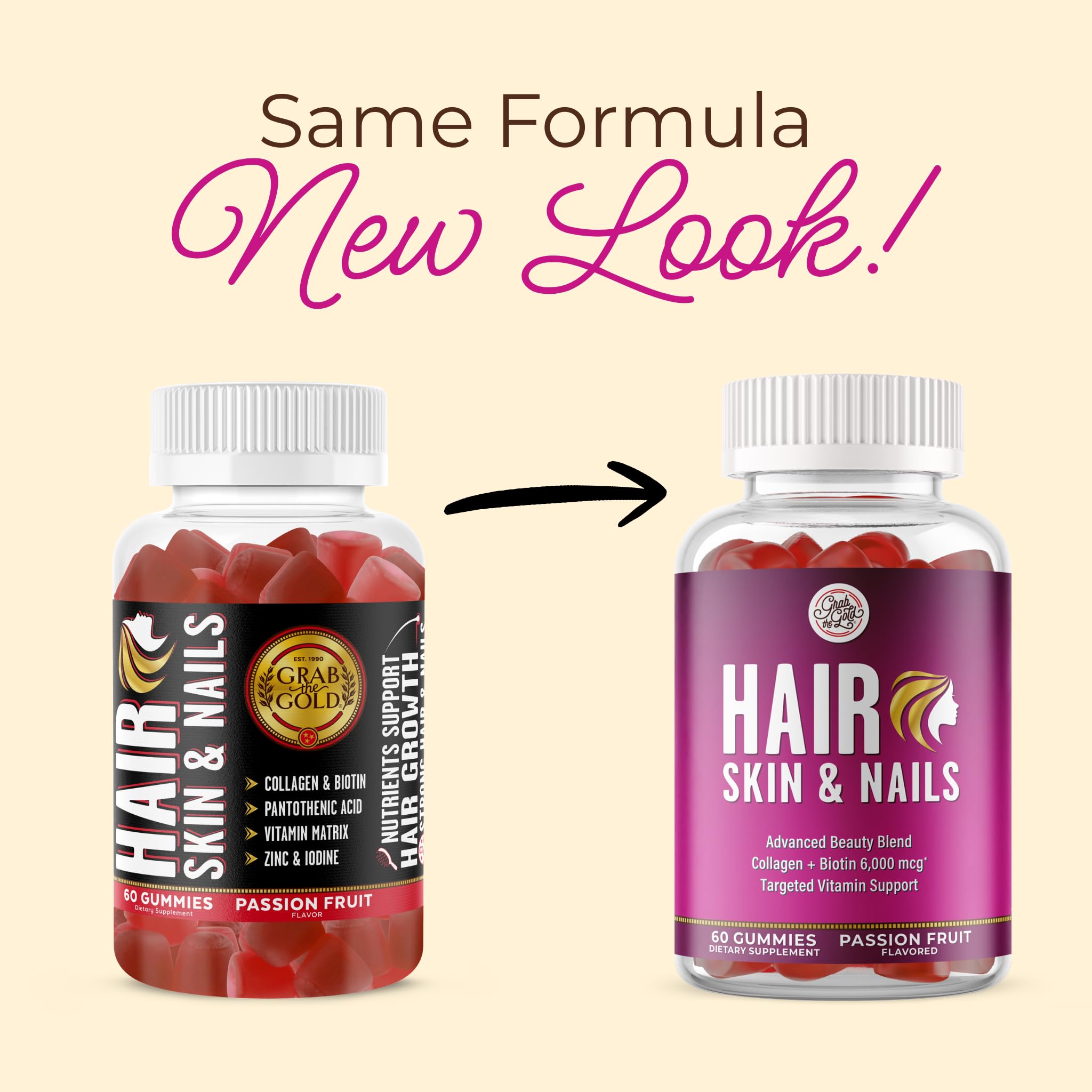 Grab The Gold Hair Skin & Nails Vitamins for Women | Gummies with 6000mcg Biotin & Collagen | 10 Essential Vitamin & Minerals | Gluten-Free, Non-GMO, Passion Fruit Flavor | 1 Month Supply, Made in USA Grab The Gold buy supplements canada
