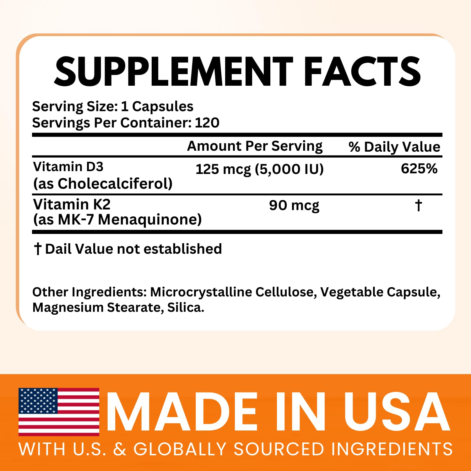 VITBOOST Vitamin D3 K2 Complex - Easy to Swallow - Vitamin D (D3) 5000 IU (125 mcg) & K2(MK-7) 90 mcg | Non-GMO | Gluten-Free VITBOOST buy supplements canada