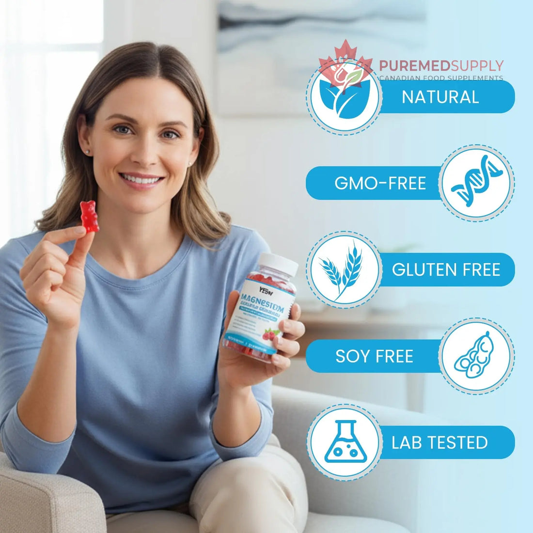 Magnesium Complex Gummies 8 Elemental 1000mg - Magnesium Glycinate, Citrate, Malate, Taurate, Supports Bones, Muscle, Nerve Health, for Women & Men, Vegan Non-GMO, Raspberry Flavor, 60 Count YXSW buy supplements canada