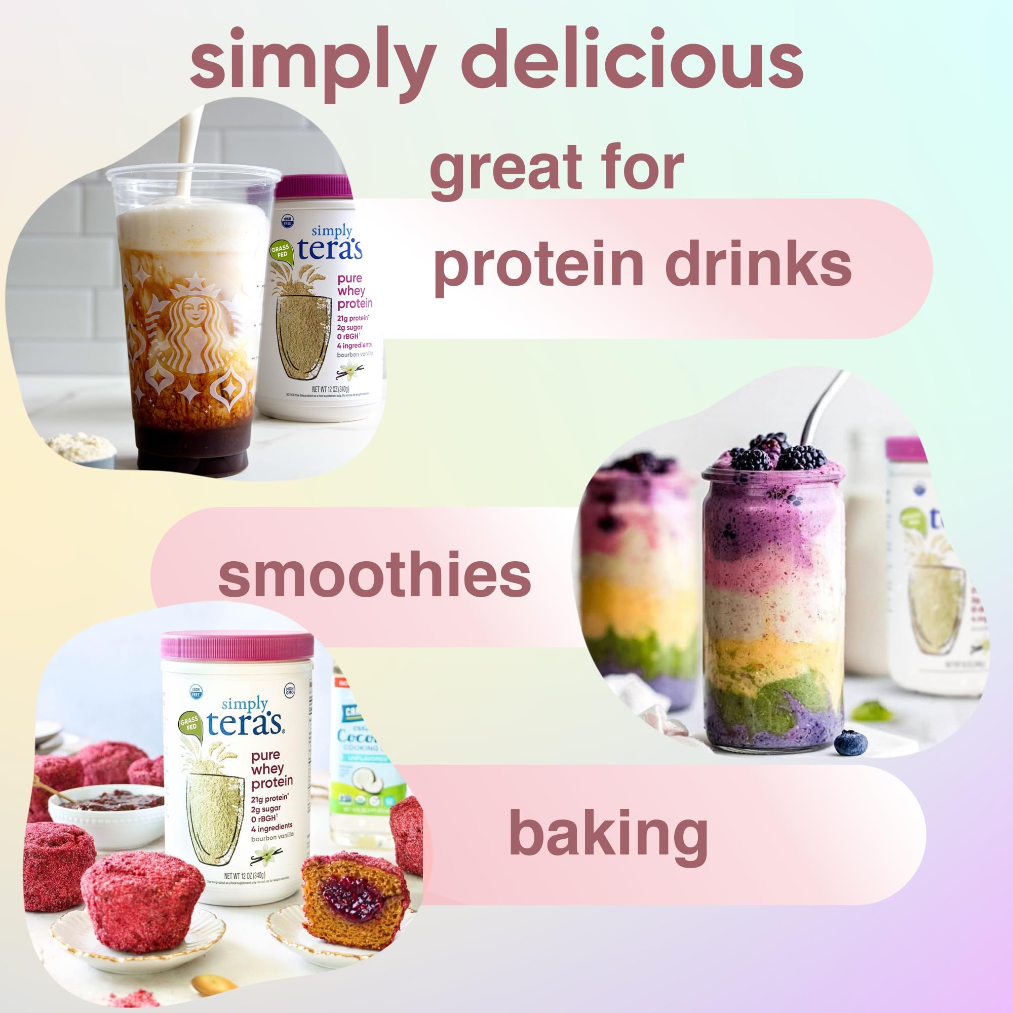 simply tera's Pure Whey Protein Powder - Grass Fed Vanilla Whey Protein Powder, Clean, Made Without Artificial Sweeteners, Non-GMO, Kosher, rBGH-Free, Soy-Free - 24 Oz simply tera's buy supplements canada