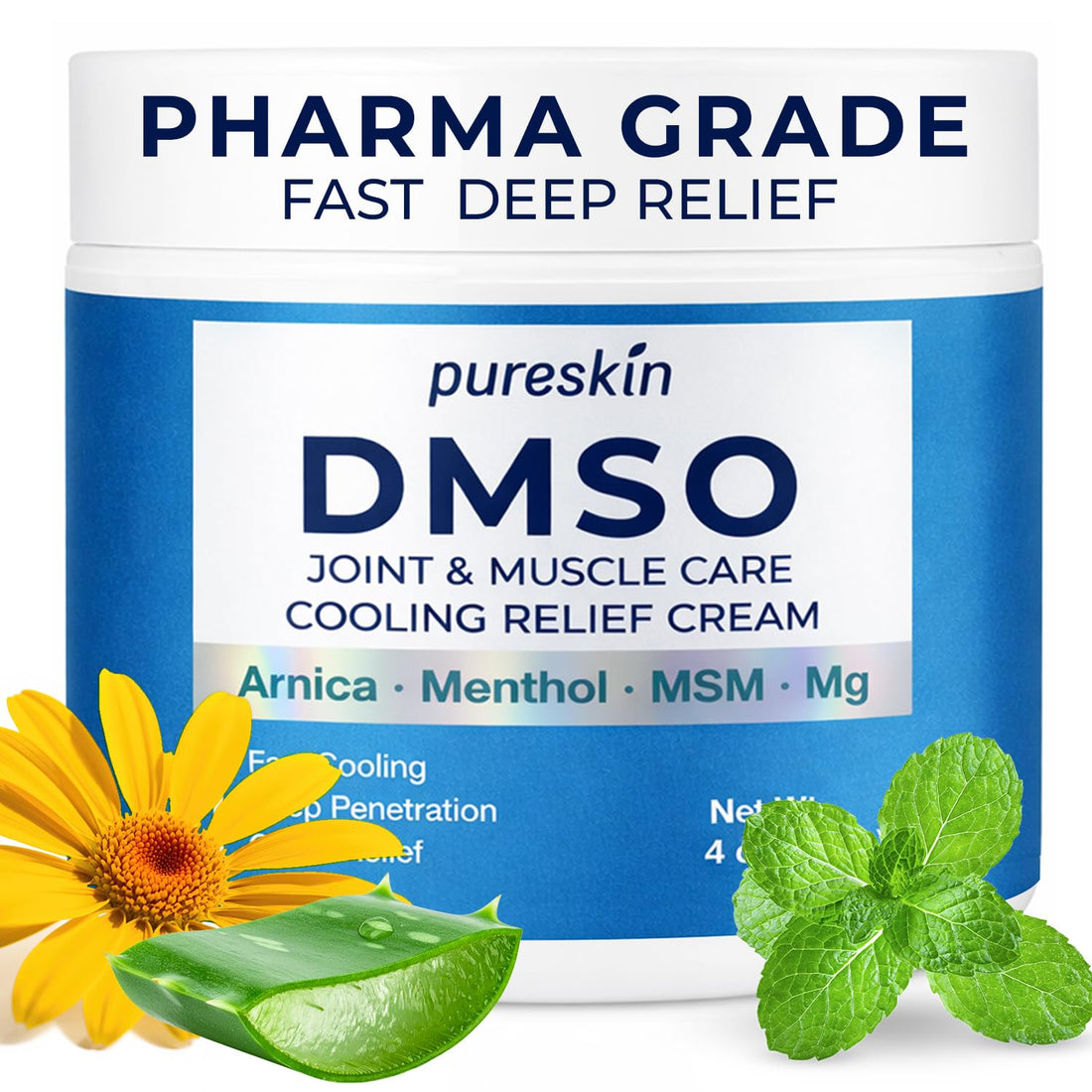 PURESKIN DMSO Relief Cream – Pharmaceutical Grade Fast-Absorbing Cooling Formula for Active Lifestyles – Lightweight Cream with Arnica, MSM, Magnesium, Menthol & Aloe, 4 oz PURESKIN buy supplements canada