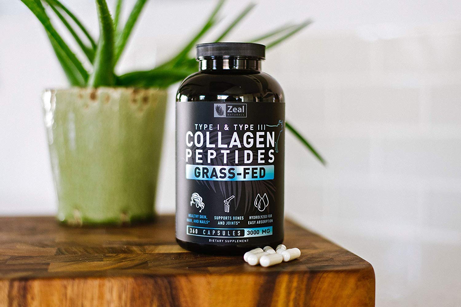 Zeal Naturals Collagen Peptides Collagen Pills (360 Capsules) Grass Fed Collagen Pepetide Powder - Hydrolyzed Collagen Powder for JointTendon SupplementHair Skin and Nails - Zeal Naturals buy supplements canada