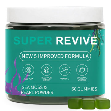 caicieter Super Revive Gummies for Hair Loss - Sea Moss Gummies with Vitamin C, E, Aloe Vera & Pearl Powder Glow, Promotes Thicker, Fuller & Stronger Hair - 60 Count caicieter buy supplements canada