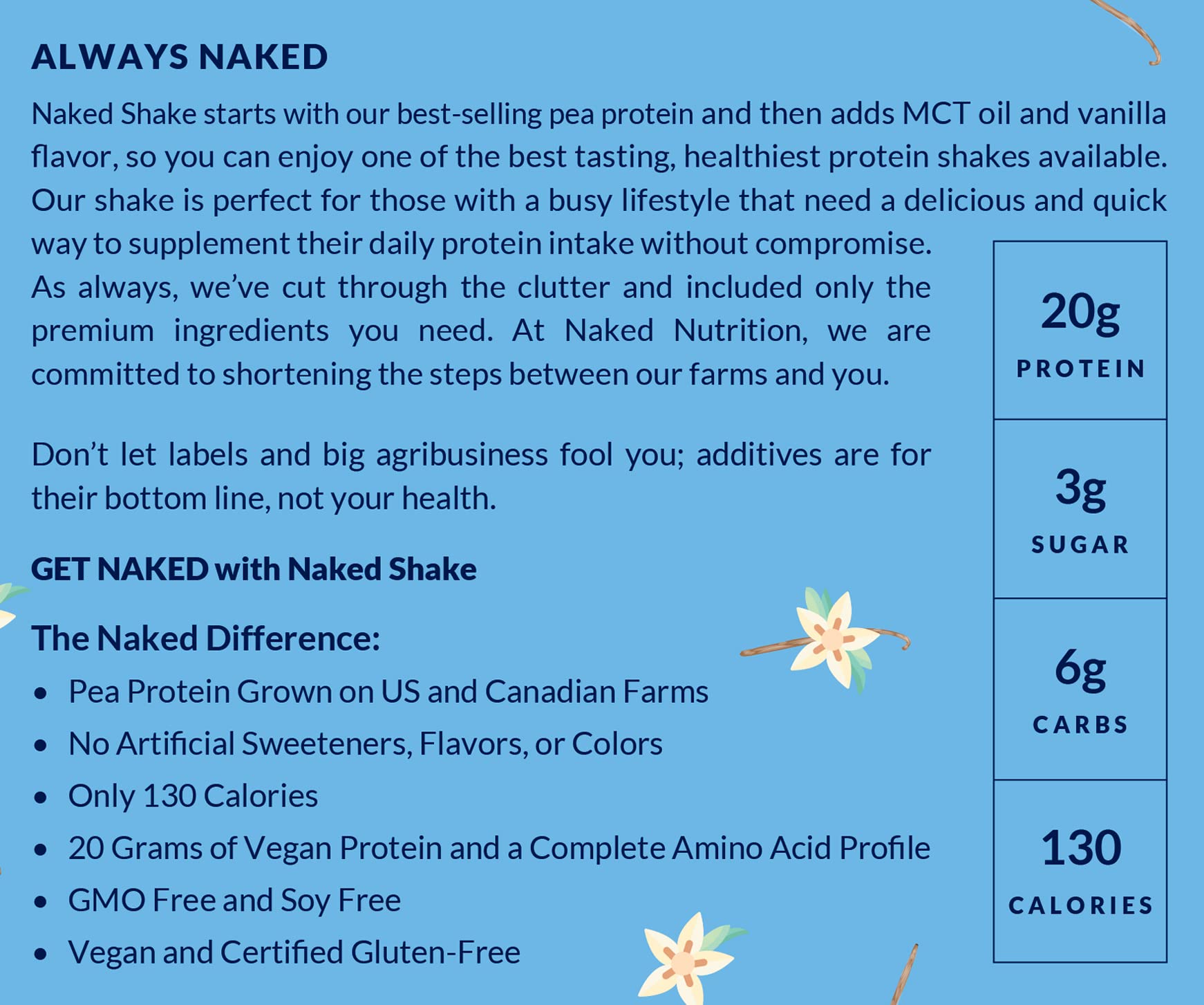 NAKED nutrition Naked Shake - Vanilla Protein Powder - Plant Based Protein Shake NAKED buy supplements canada