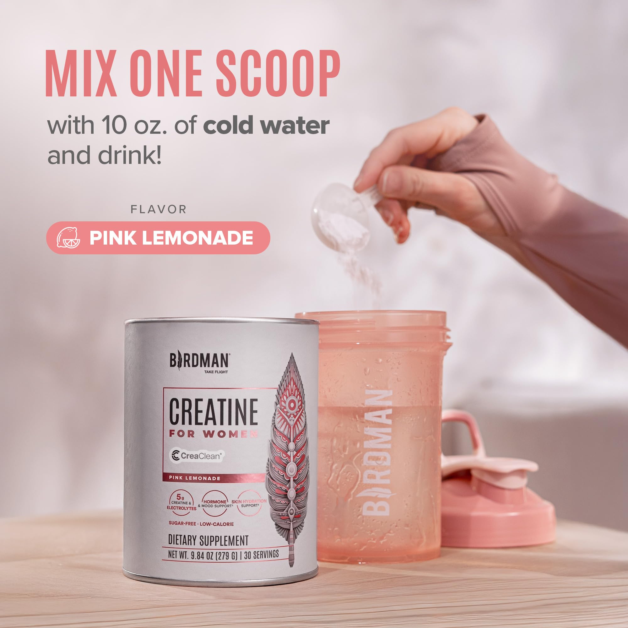 BIRDMAN Creatine for Women | Creatine Monohydrate Powder with Myo & D-Chiro Inositol, Hyaluronic Acid, Zinc, Electrolytes and Vitamins | Sugar Free, Pink Lemonade | 30 Servings BIRDMAN buy supplements canada