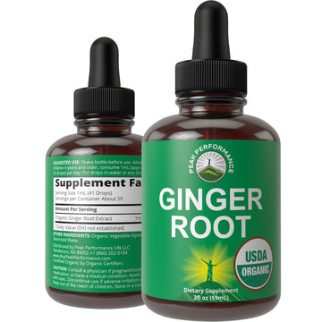 USDA Organic Ginger Root Extract Liquid Drops. Zero Sugar, Non Bitter Vegan Ginger Oil Supplement for Immune, Digestive + Gut Support. High Bioavailability, Gluten Free for Women and Men. Take Orally Peak Performance buy supplements canada