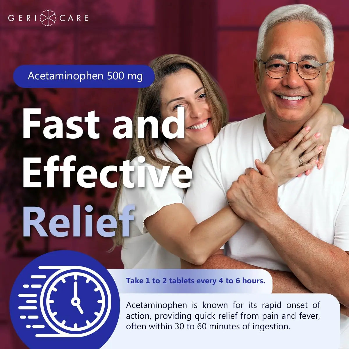 GeriCare Extra Strength Acetaminophen Pain Relief Fever Reducer Tablets, Strength 500mg Tablet | Joint, Muscle, Arthritis, Back Pain, Body Pain Relief, 100 Count (Pack of 2) GeriCare buy supplements canada