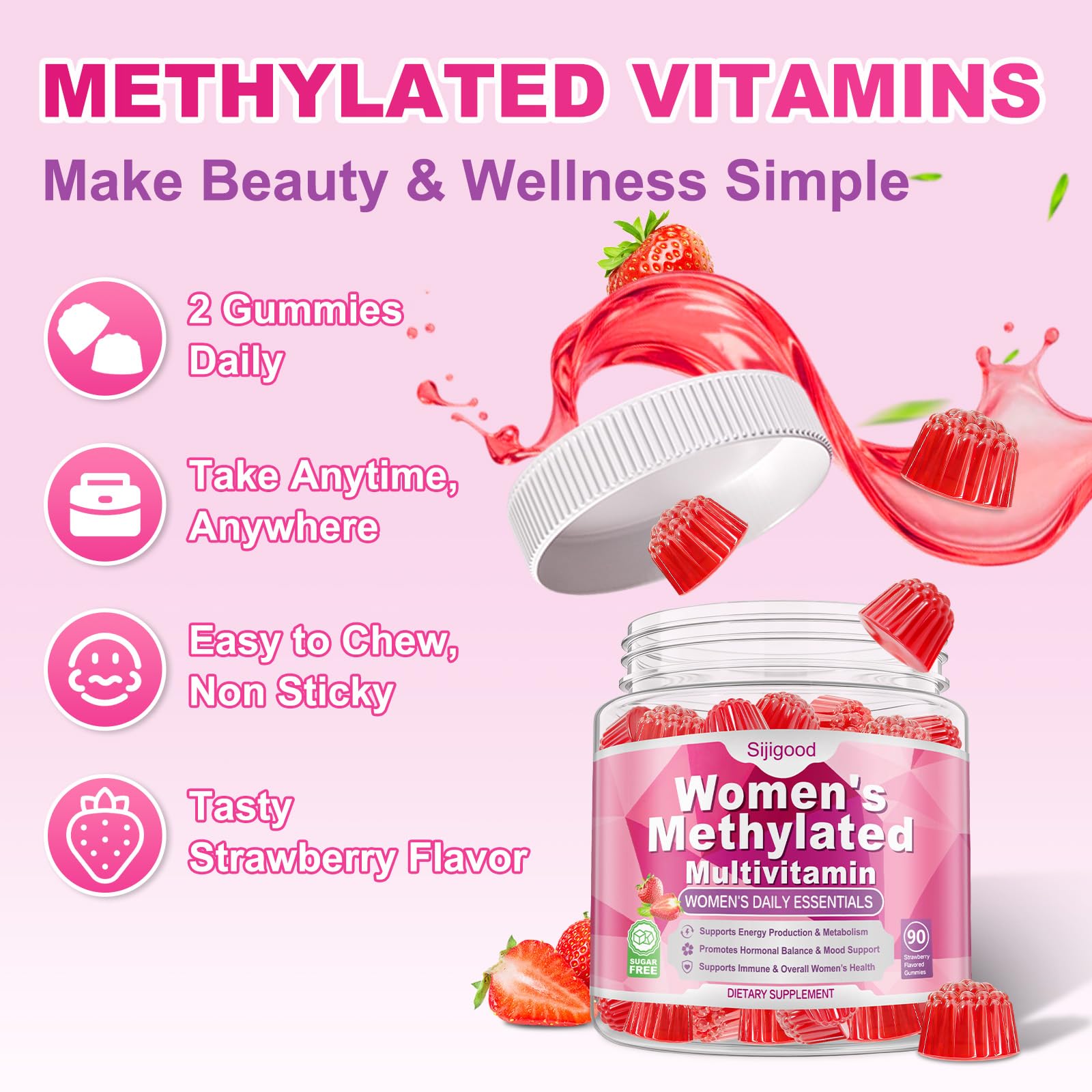 Sijigood 90 Count | Methylated Multivitamin Gummies for Women – Womens Multivitamin Gummies with B Complex, Minerals, CoQ10, Myo-Inositol for Energy, Hormone Balance & Immune Support Sugar Free Sijigood buy supplements canada