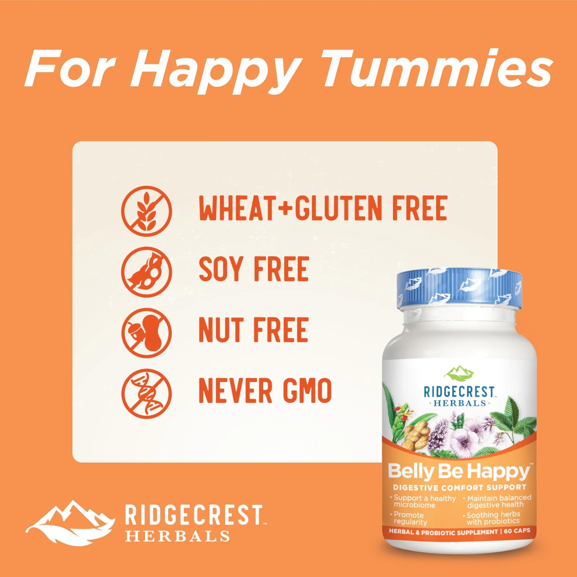 RidgeCrest Herbals Belly Be Happy - 60 Capsules - Digestive Comfort Support - Non-GMO RidgeCrest Herbals buy supplements canada