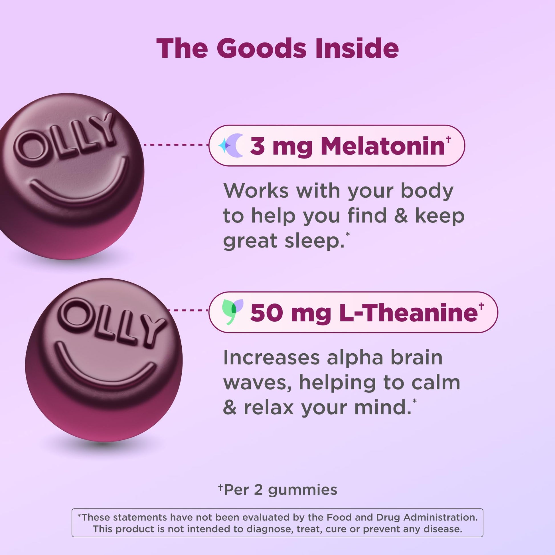 OLLY Sleep Gummy, 3 mg Melatonin, L-Theanine, Chamomile, Lemon Balm, Sleep Aid, Blackberry - 70 Count OLLY buy supplements canada