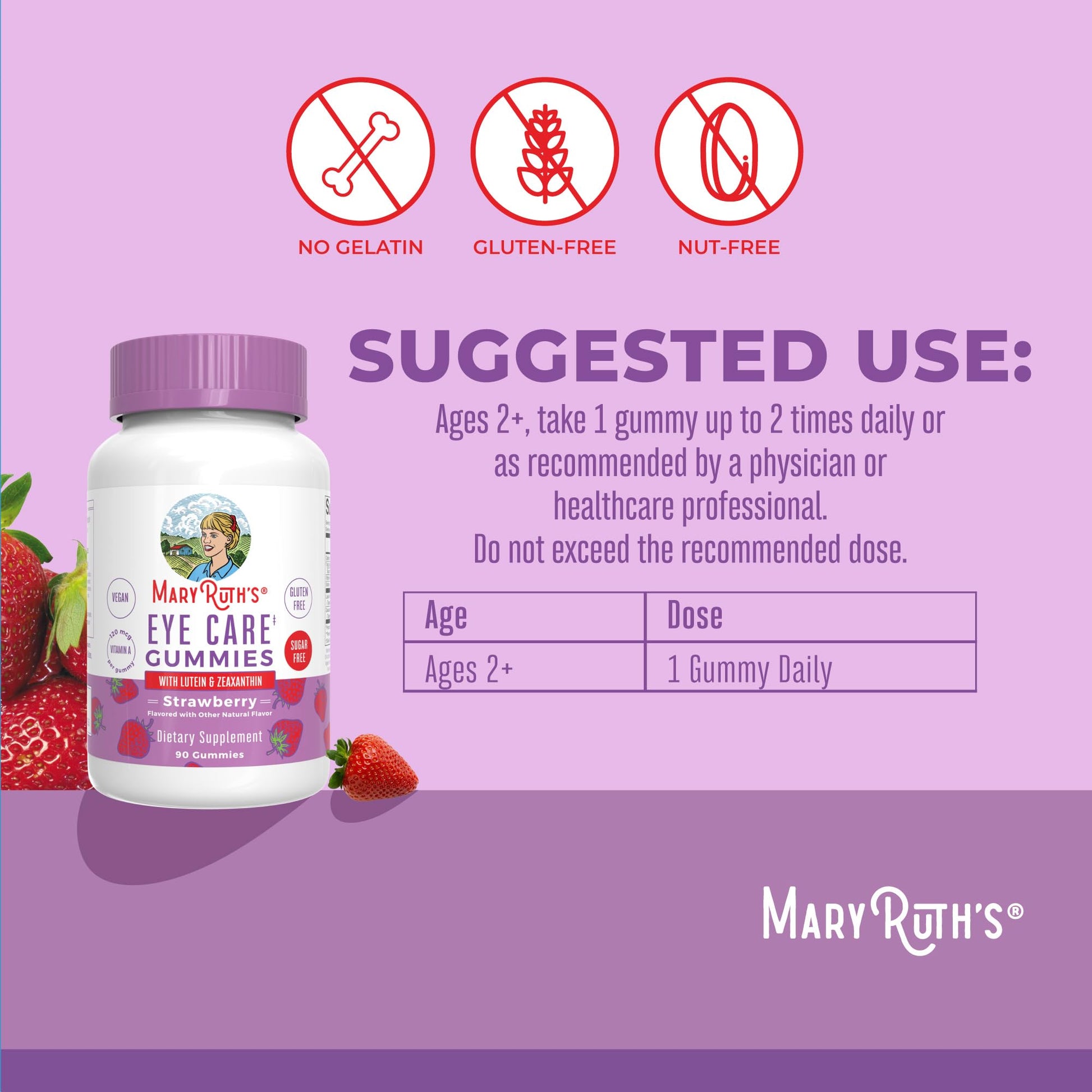 MaryRuth Organics Eye Care Gummies | Eye Health Vitamins for Adults and Kids | Lutein and Zeaxanthin Supplements | for Eyes | Vegan | Non-GMO | Gluten Free | 90 Count MARYRUTH'S buy supplements canada