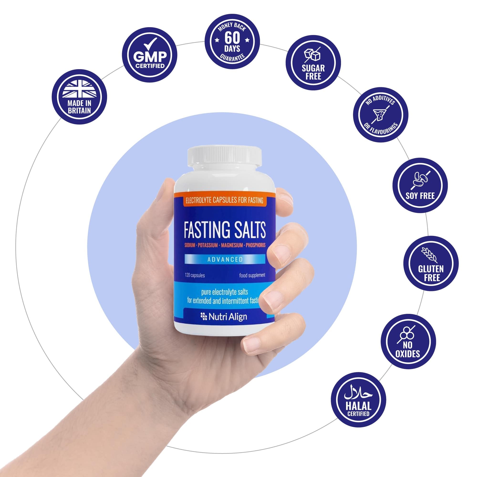 Nutri-Align Fasting Salts Electrolytes Advanced, 120 Capsules | Sodium Potassium Magnesium Phosphorus | Pure Fasting Electrolytes | Sugar Free & Filler Free Nutri-Align buy supplements canada
