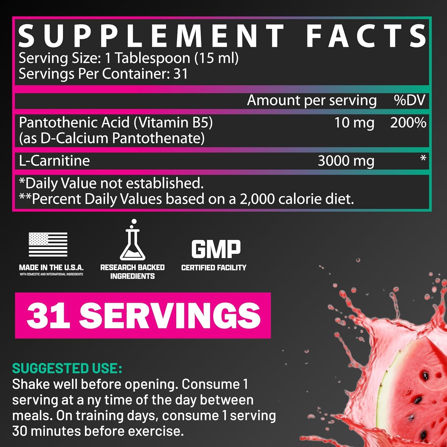 Nutrex Research L Carnitine 3000 - Clinically Dosed L-Carnitine Liquid for Energy, Metabolism & Muscle Recovery - Delicious Strawberry Watermelon - No Sugar, No Carbs Nutrex Research buy supplements canada