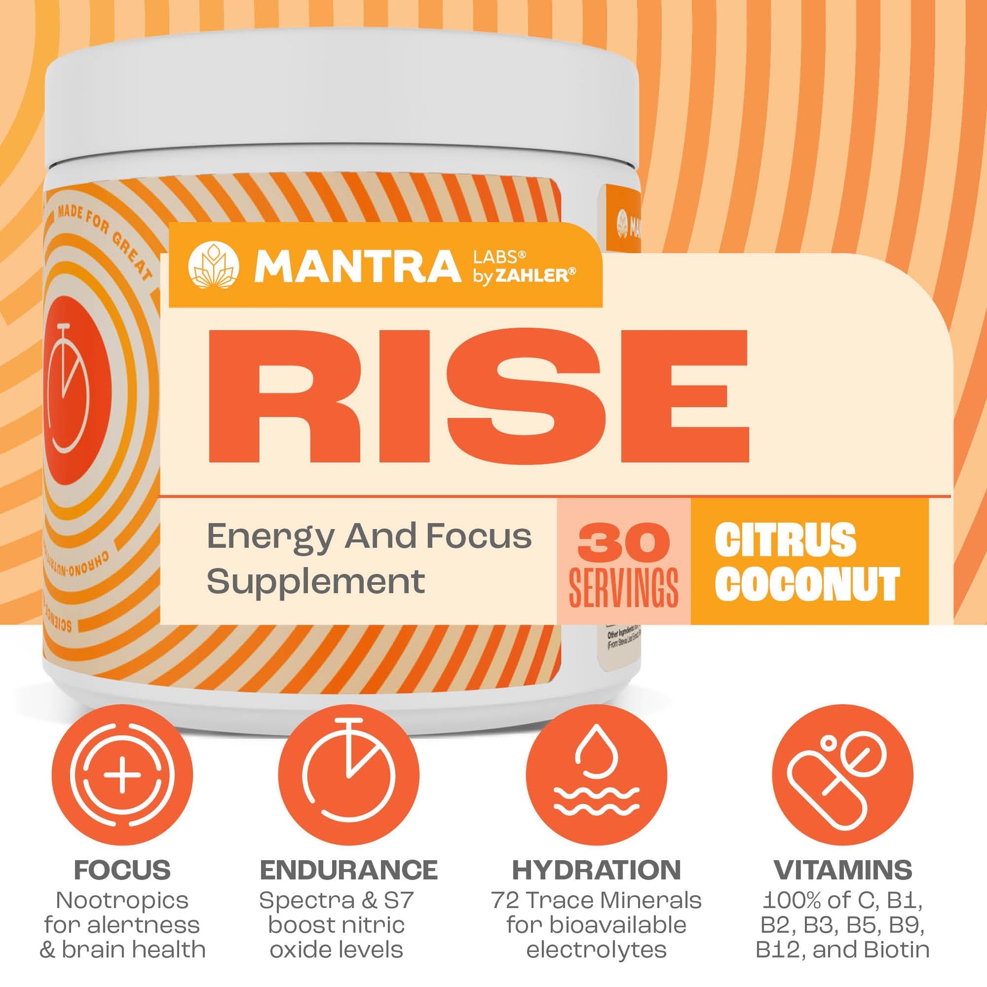 Zahler Mantra Rise, The Energy and Focus Supplement, Citrus Coconut Flavored, 30 Servings. Zahler buy supplements canada