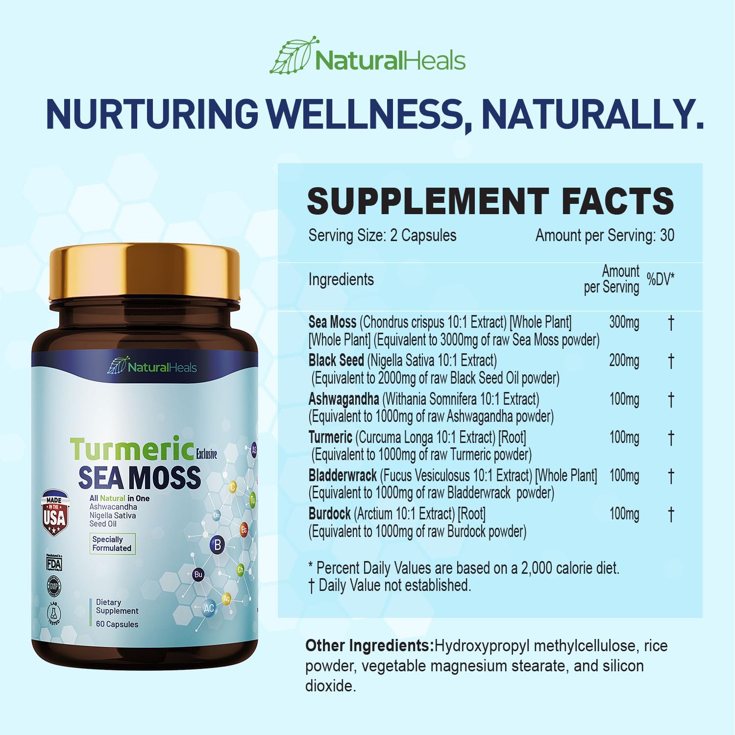 Natural Heals Sea Moss 3000mg: Black Seed Oil 2000mg Ashwagandha 1000mg Turmeric Natural Heals buy supplements canada