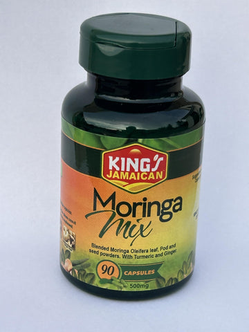 Jamaican Moringa Capsules – 100% Natural Ingredients – Made from Dried Moringa Leaves, Pods & Seeds – 90 Capsules, 500mg – with Turmeric & Ginger – Herbal Supplement, Nutrient-Rich – Easy to Swallow King's Jamaican buy supplements canada