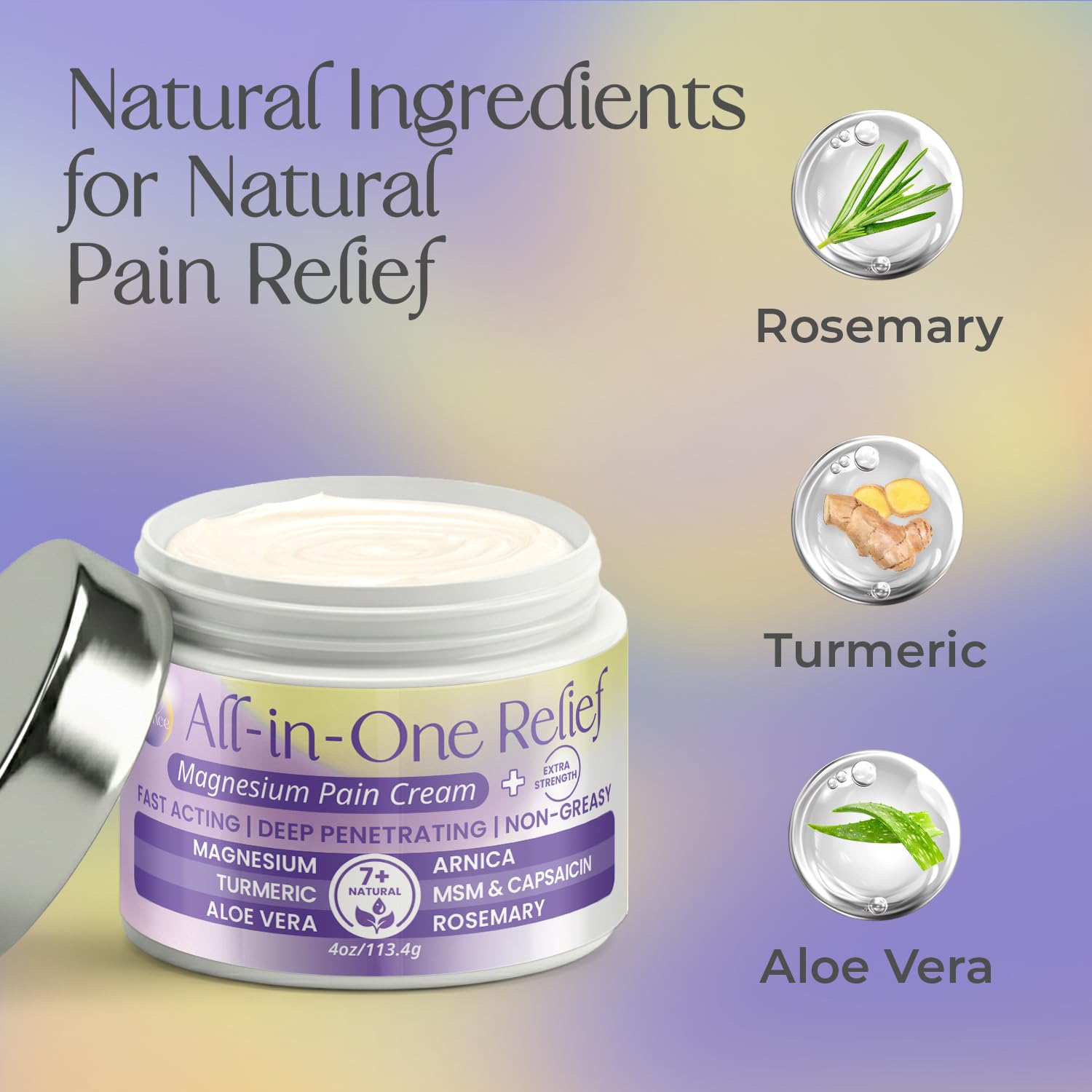 PURPLE CANYON All in One Magnesium Pain Cream – Natural Pain Relief Cream with Arnica, MSM & Capsaicin for Muscle & Joint Support – Fast-Absorbing, Non-Greasy Formula with Aloe Vera & Turmeric PURPLE CANYON buy supplements canada