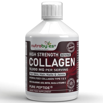 Collagen Liquid 10000mg, Hydrolysed Peptides | Hyaluronic Acid, Biotin, Silica, Vitamin C, Vitamin B12 NUTRABYTES buy supplements canada