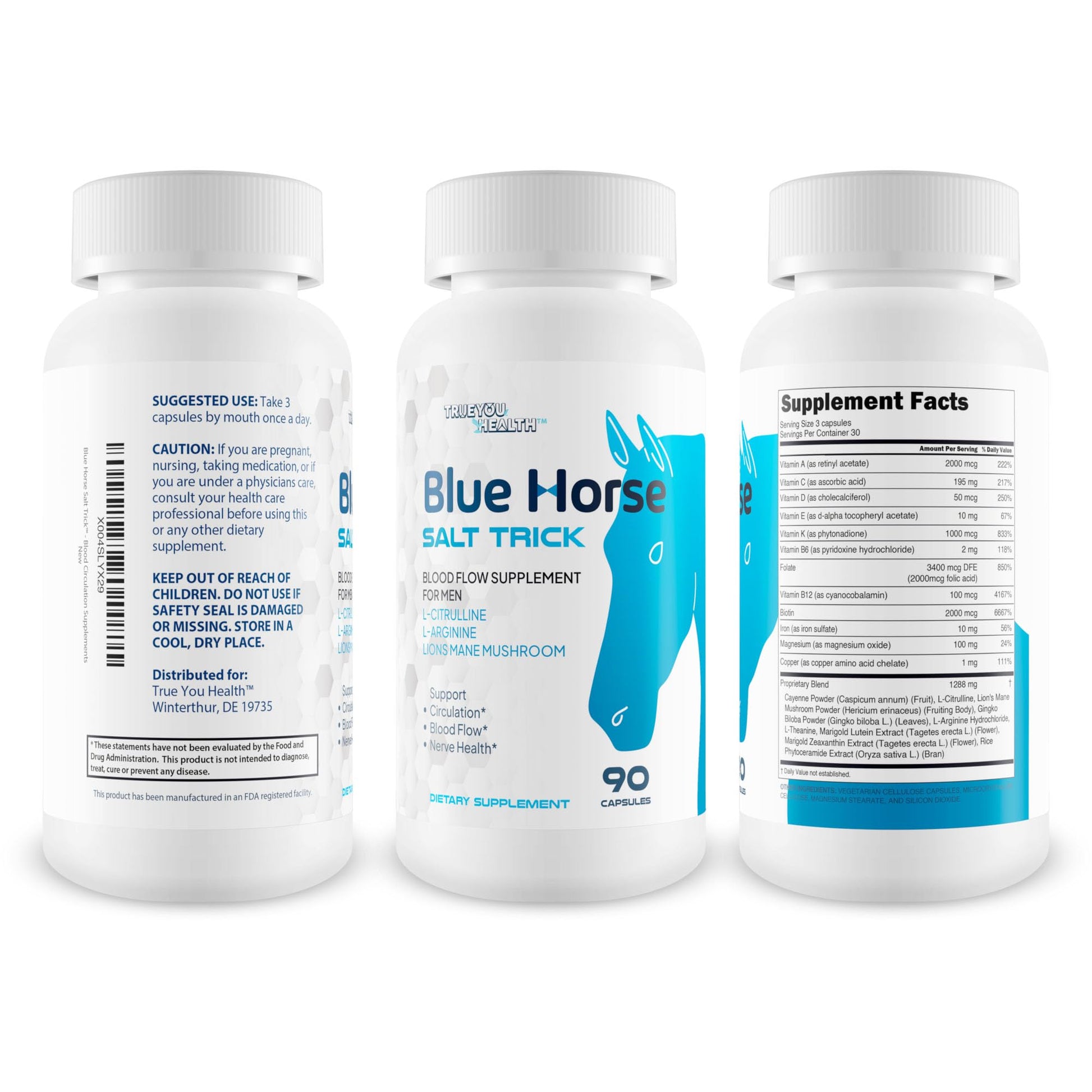 Blue Horse Salt Trick - Our Best Blood Flow Supplement for Men - Our Best Circulation Supplement - Male Circulation Supplements Nitric Oxide Vasodilator to Improve Blood Flow 7 Blue Salt Trick for Men True You Health buy supplements canada