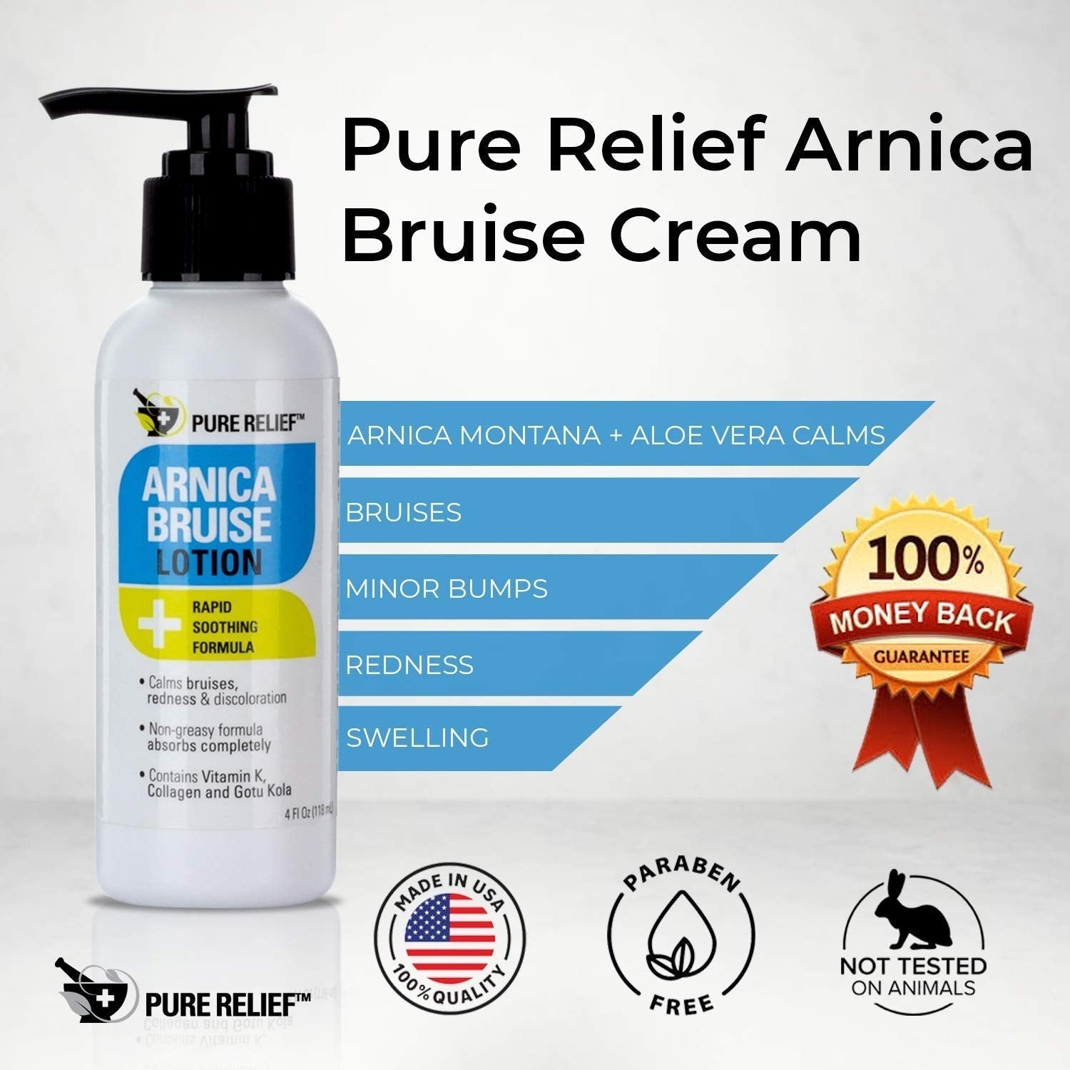 Pure Relief Arnica Bruise Relief Lotion for Bruising, Swelling, & Discoloration On Skin, Natural Skin Care Arnica Bruise Homeopathic Topical Bruise Cream W/Aloe Vera & Collagen, 4 Fl Oz (Pack of 3) Pure Relief buy supplements canada