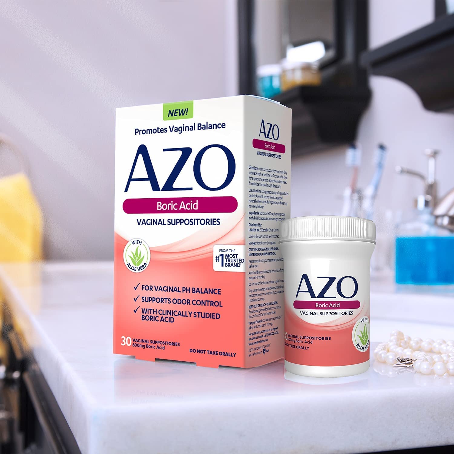 AZO Boric Acid Vaginal Suppositories, 30 Count + AZO Dual Protection, 30 Count, Urinary + Vaginal Support* AZO buy supplements canada
