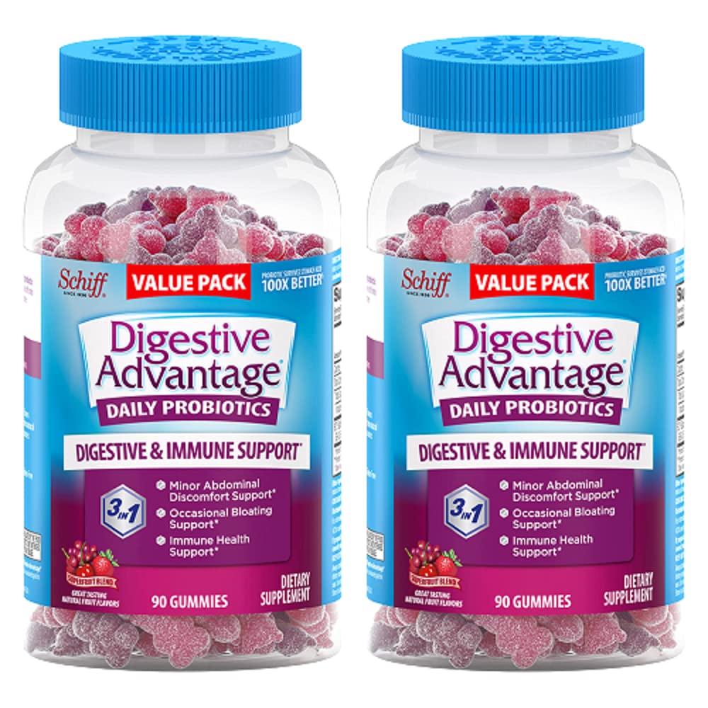 Digestive Advantage Daily Probiotic Gummies for Digestive & Gut Health for Men and Women, Superfruit Flavor, Red, 180 Count, Pack of 2 Digestive Advantage buy supplements canada