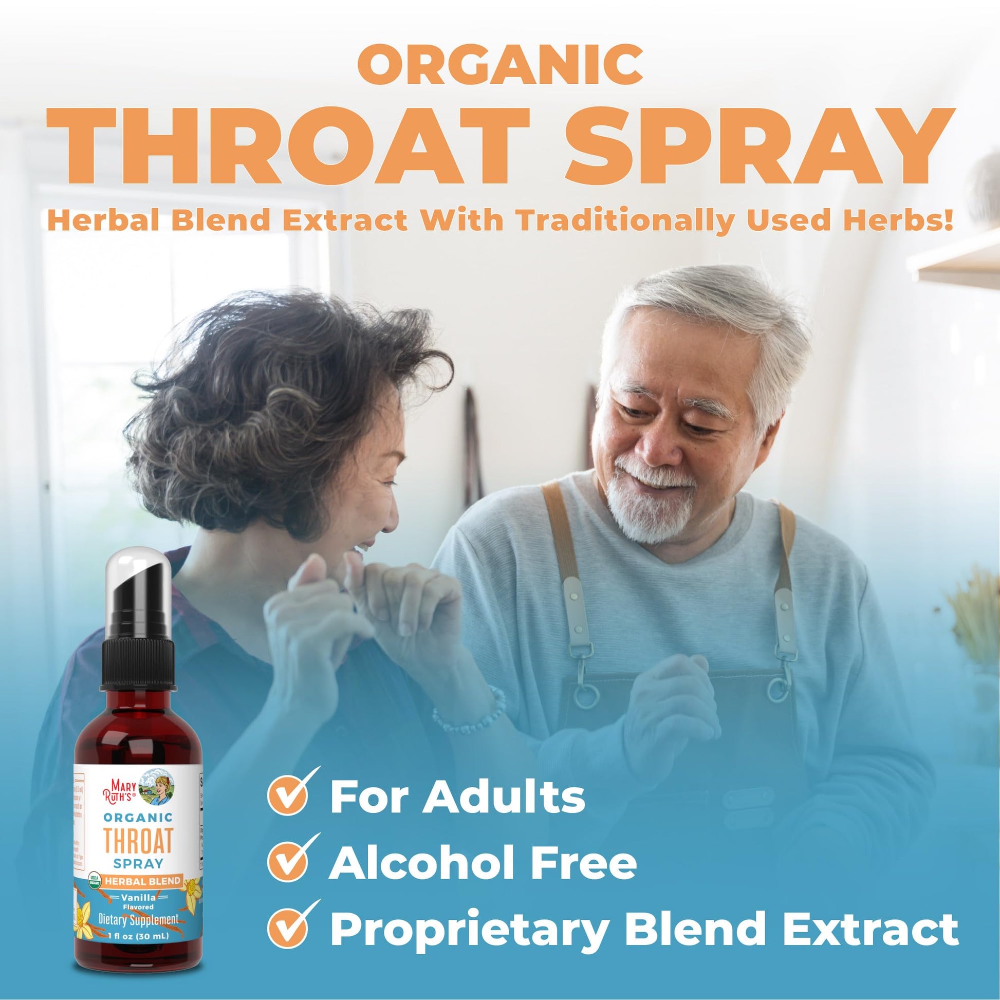 MaryRuth Organics USDA Organic Throat Spray with Mullein Leaf | Marshmallow Root & Licorice Root & Thyme Leaf | Vanilla | 4 Herbal Blend | Non-GMO | Vegan | Gluten Free | 1 Fl Oz | Up to 100 Servings MARYRUTH'S buy supplements canada