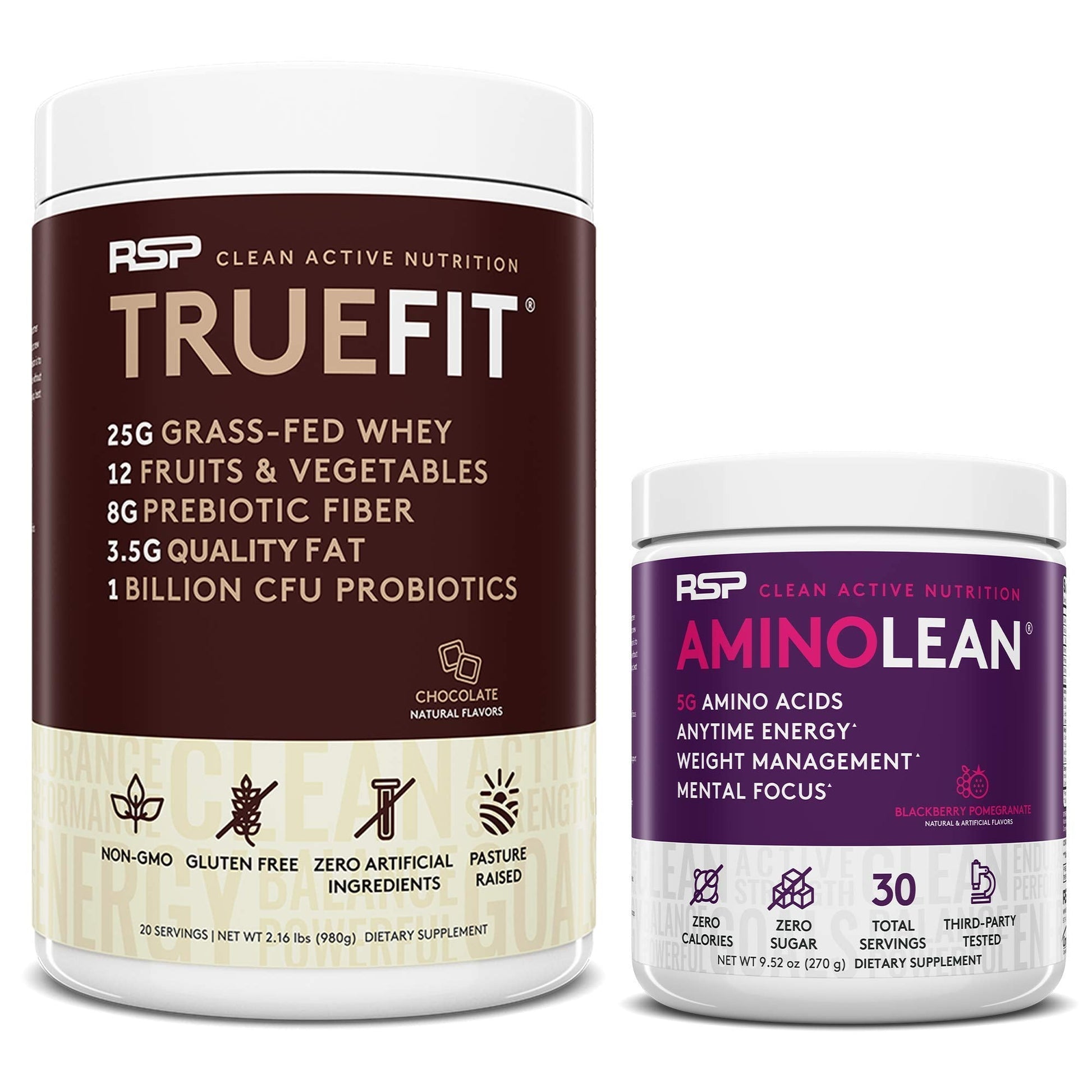 RSP NUTRITION TrueFit Protein Powder (Chocolate 2 LB) with AminoLean Pre Workout RSP NUTRITION buy supplements canada