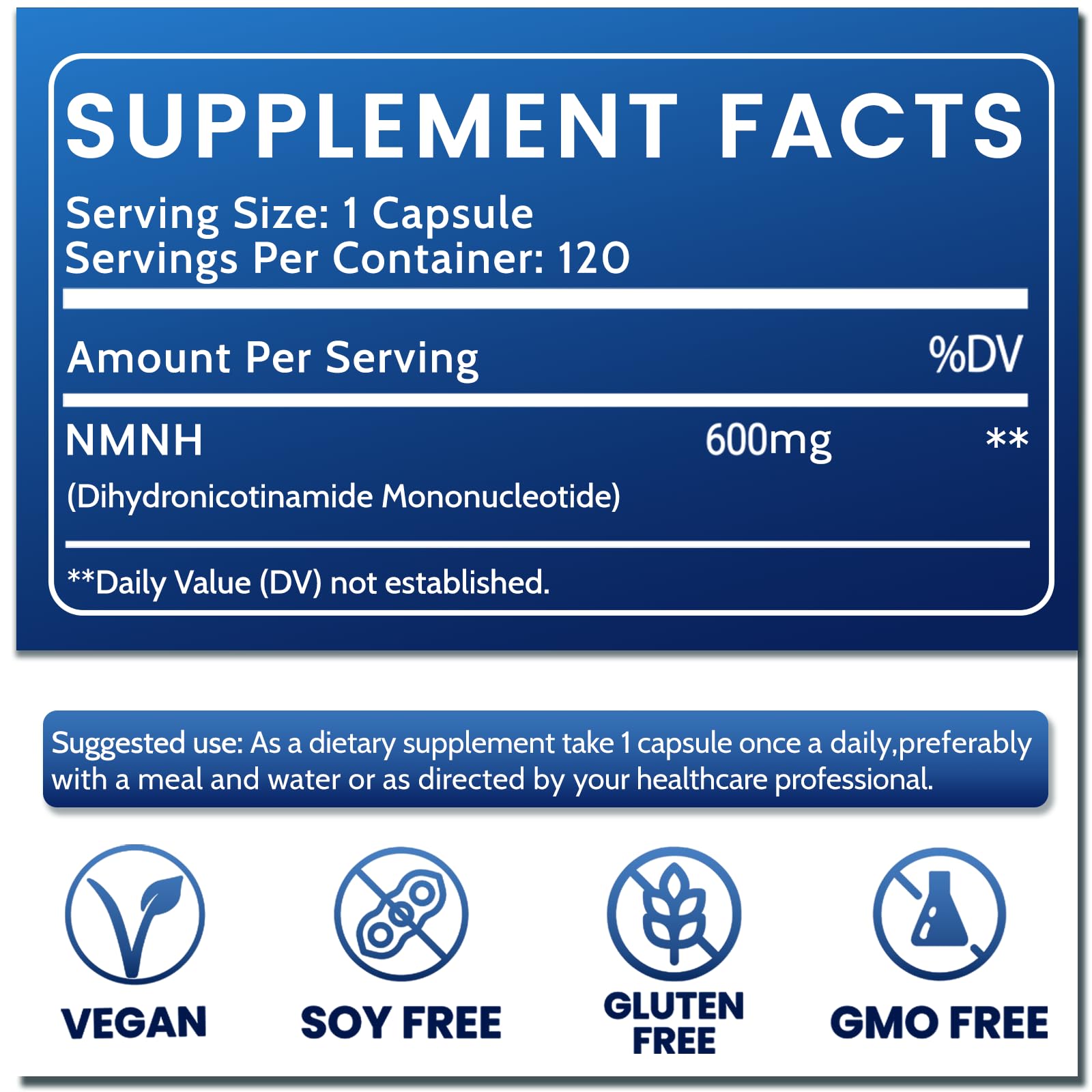 Pure NMNH(NMN Supplement Alternative)(Dihydronicotinamide Mononucleotide)for Women with Skin Aging 600mg: NAD Supplement for Anti-Aging Breakthrough - Boost NAD+ levels Liposome Capsules 120 Servings HEALGUT buy supplements canada