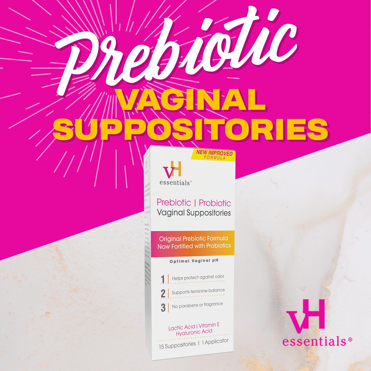 vH essentials Prebiotic PH Balanced Vaginal SuppositoriesBox, Original Version, 15 Count vH essentials buy supplements canada