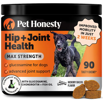 Pet Honesty Hip & Joint Health Max Strength – Dog Joint Support Chews with Glucosamine Chondroitin & Omega-3s – Joint Supplement for Dogs to Support Mobility, Flexibility & Comfort – Bacon (90 ct) Pet Honesty buy supplements canada