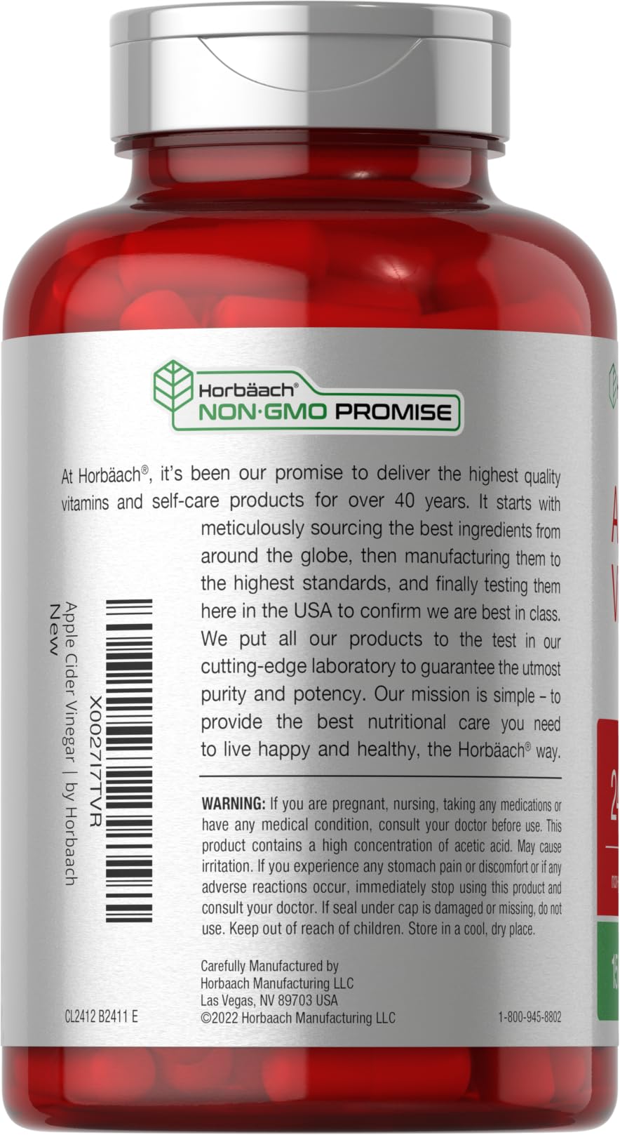 Apple Cider Vinegar Capsules | 2400mg | 150 Count | Non-GMO, Gluten Horbäach buy supplements canada