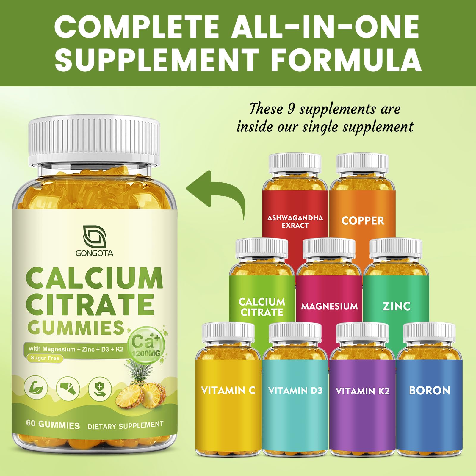 Calcium Citrate Gummies for Women, 1200mg Calcium Citrate Magnesium with Vitamin C D3 K2, Absorption Calcium Supplements for Bone, Muscle, Immune, Sugar Free (120Count) GONGOTA buy supplements canada