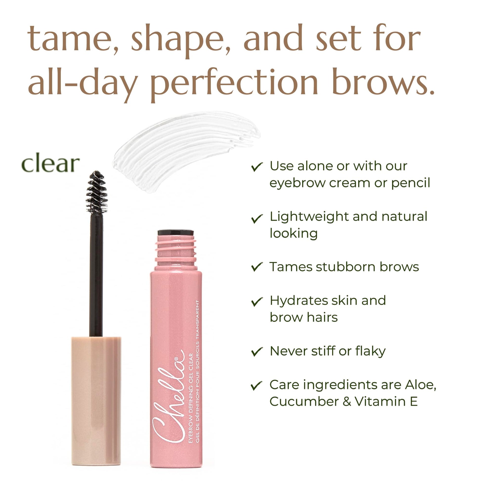 Chella Eyebrow Gel, Defining Clear Eyebrow Gel - Lightweight Formula for Natural, Long Lasting Makeup - Vegan, Cruelty Free, Paraben Free, Gluten Free Chella buy supplements canada